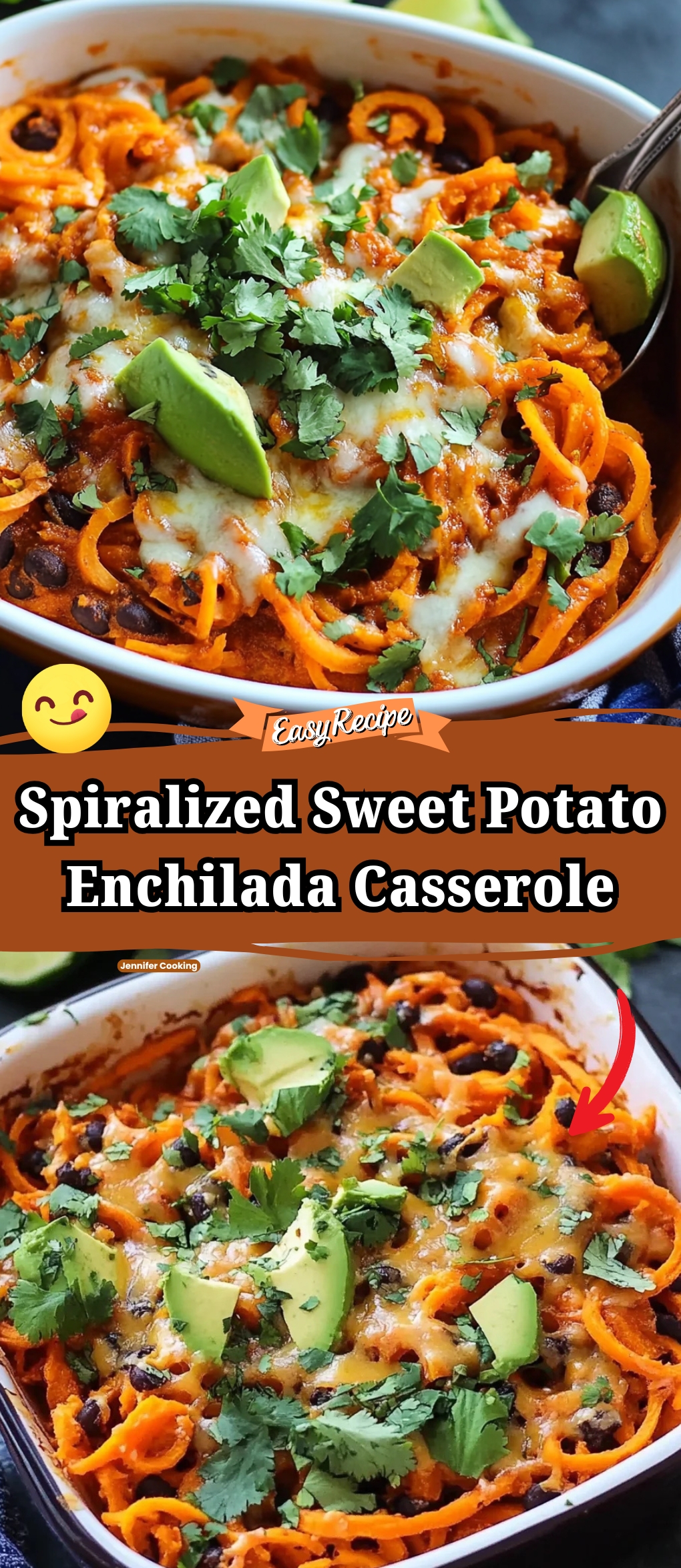 Spiralized Sweet Potato Enchilada Casserole
