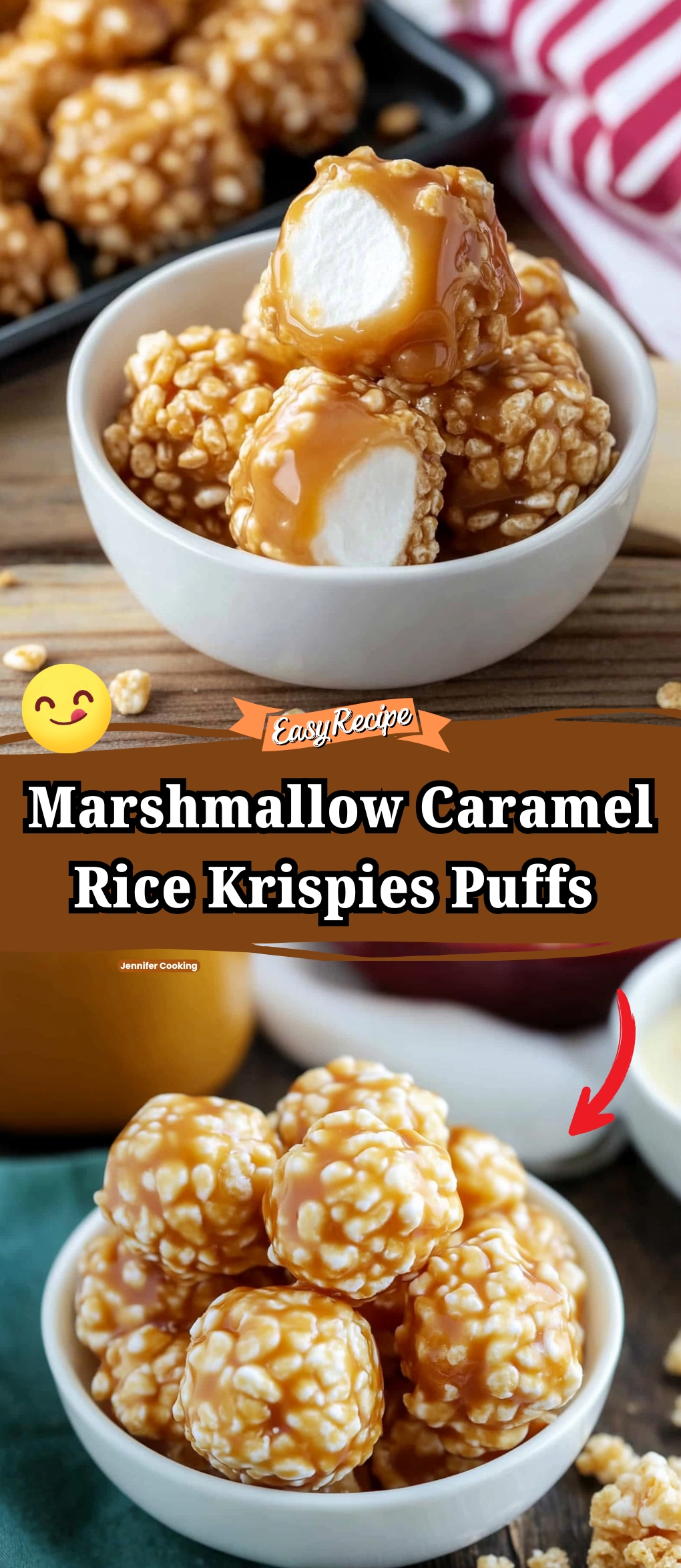 Marshmallow Caramel Rice Krispies Puffs