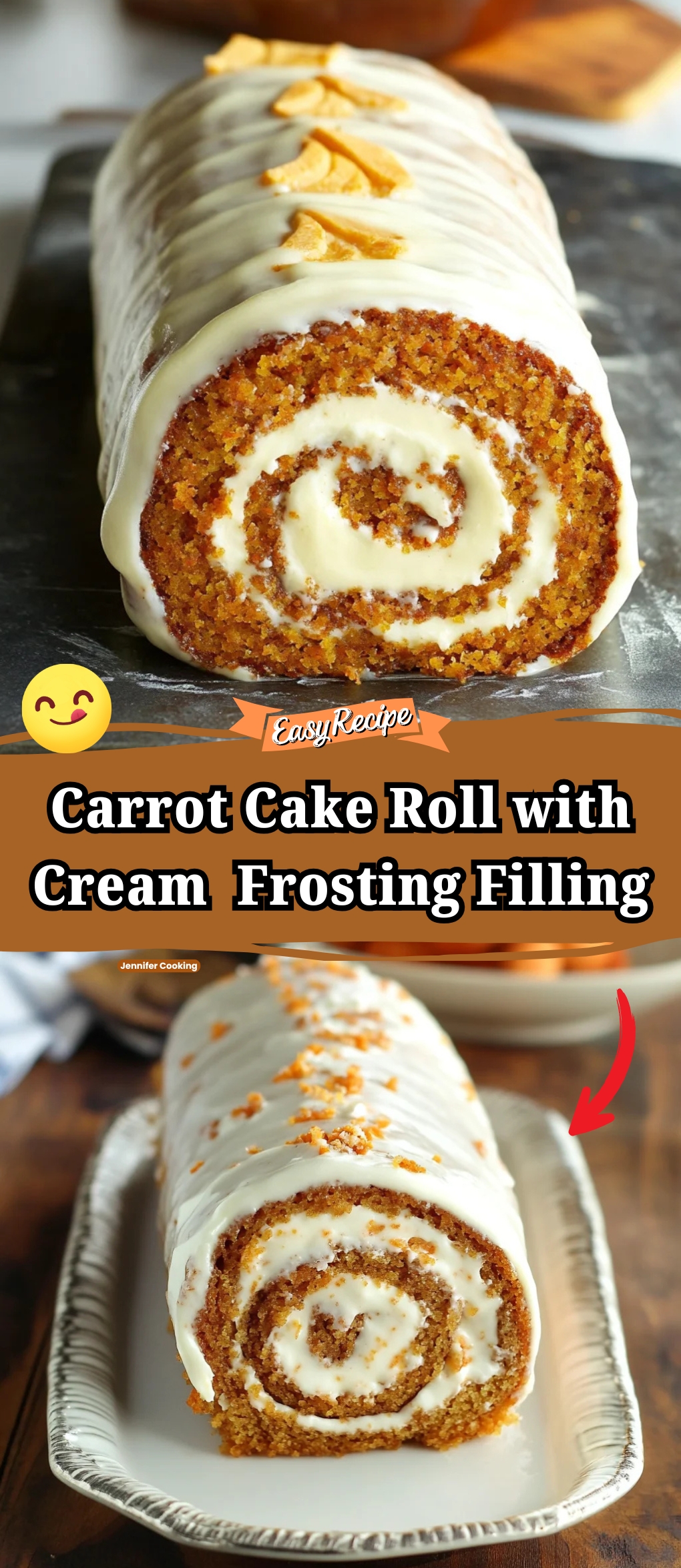 Carrot Cake Roll with Cream Cheese Frosting Filling