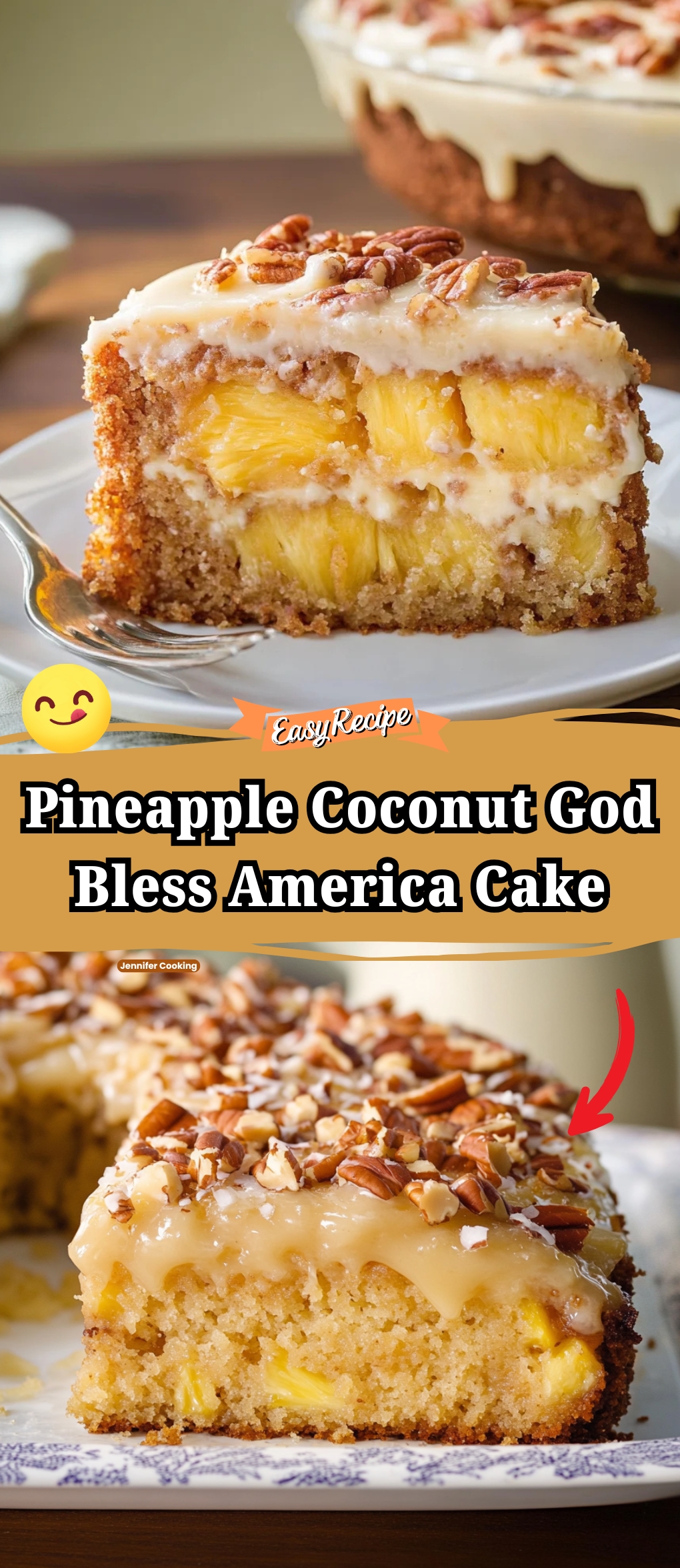 Pineapple Coconut God Bless America Cake