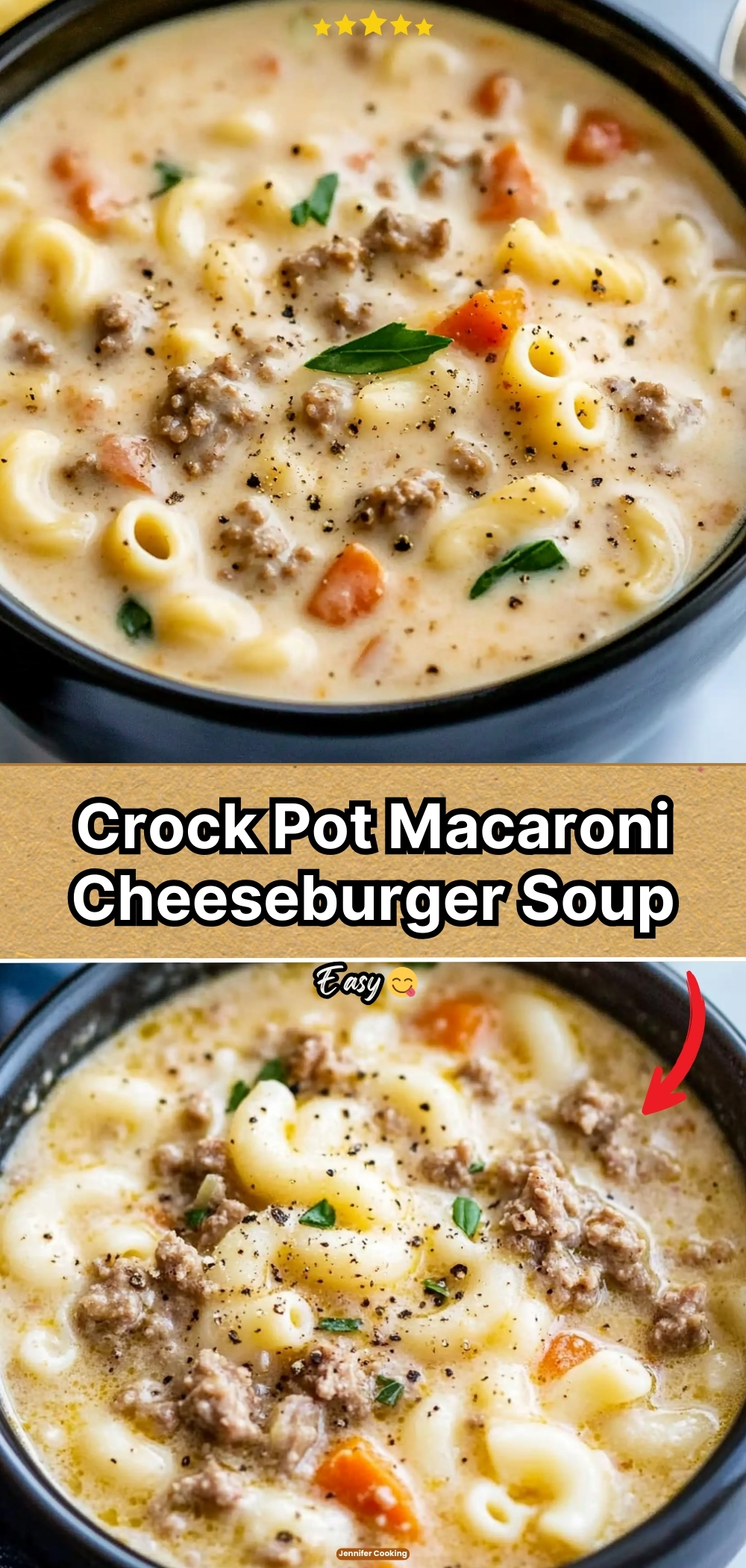 Crock Pot Macaroni Cheeseburger Soup