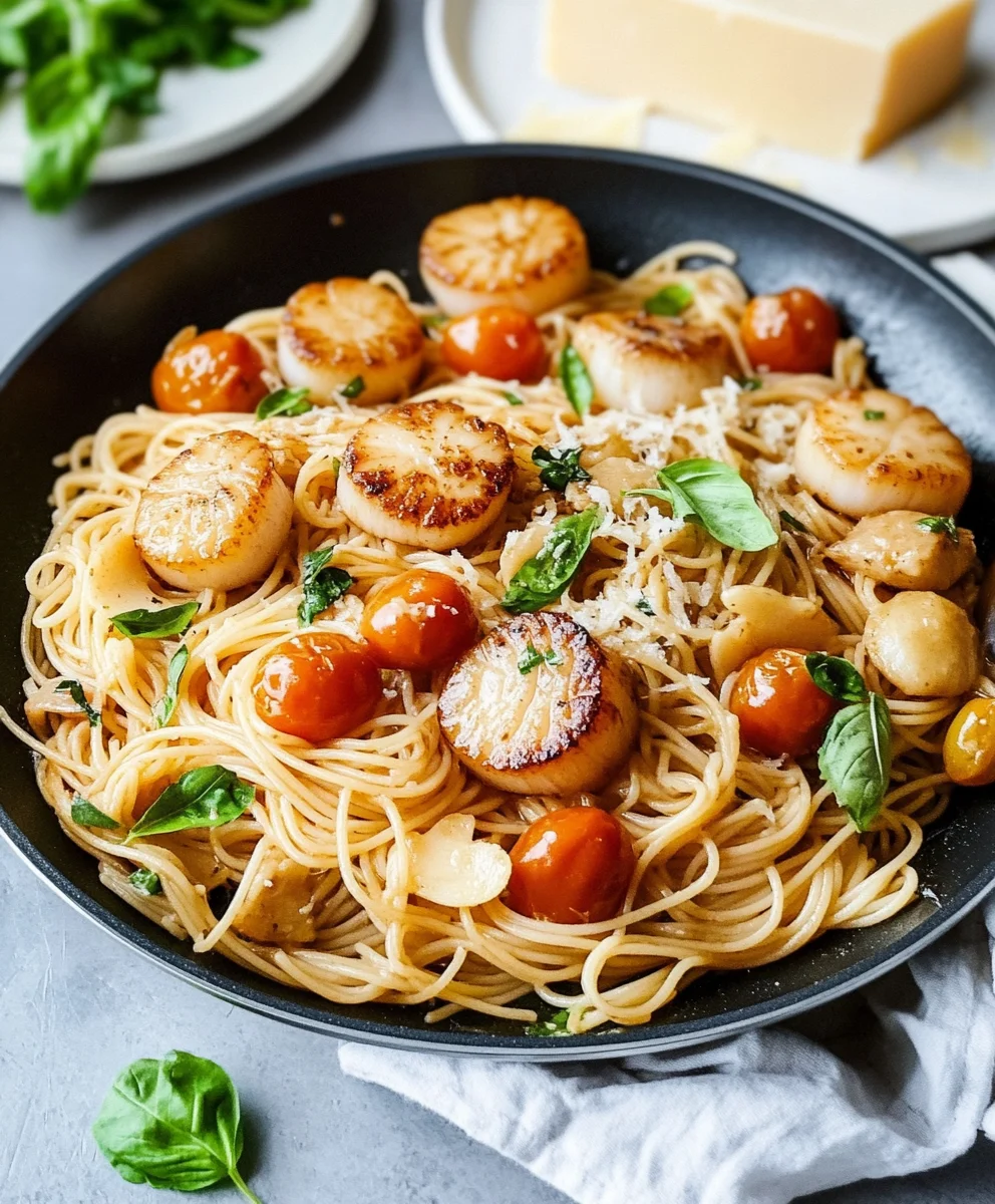 Browned Butter Seared Scallop Pasta With Burst Tomatoes
