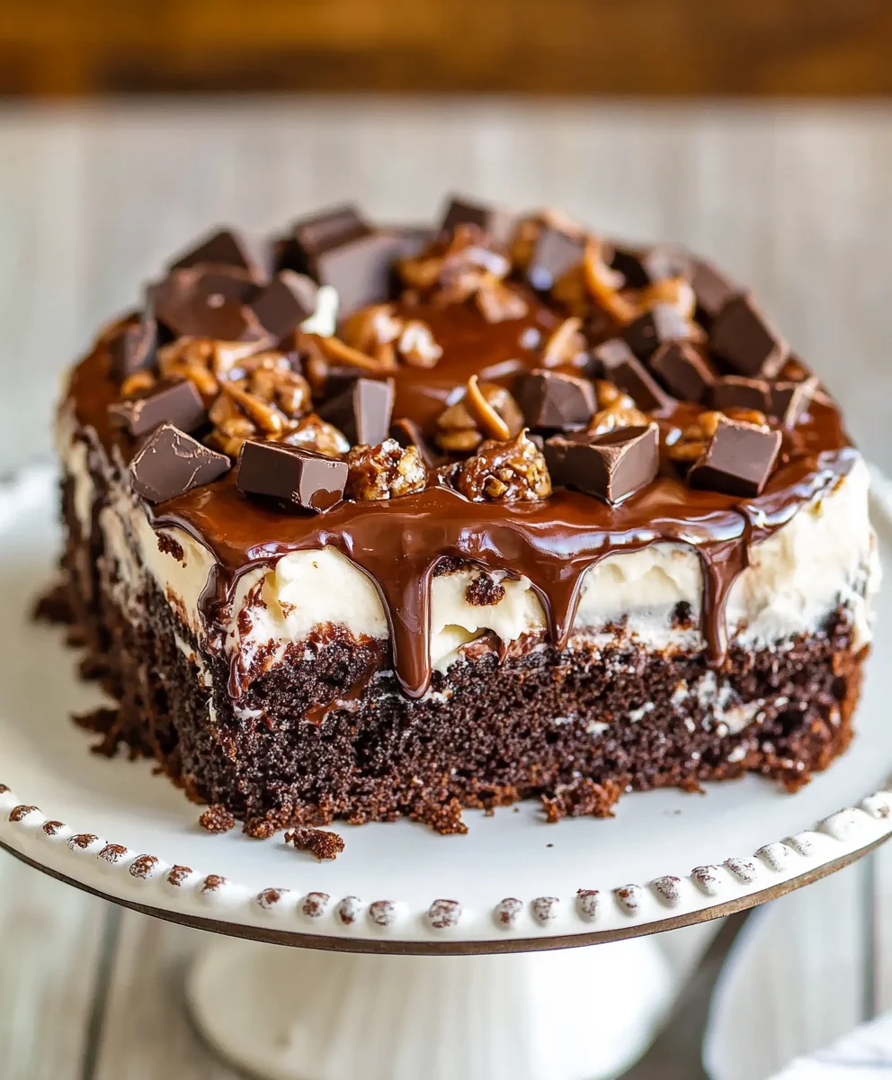 Turtle Chocolate Poke Cake