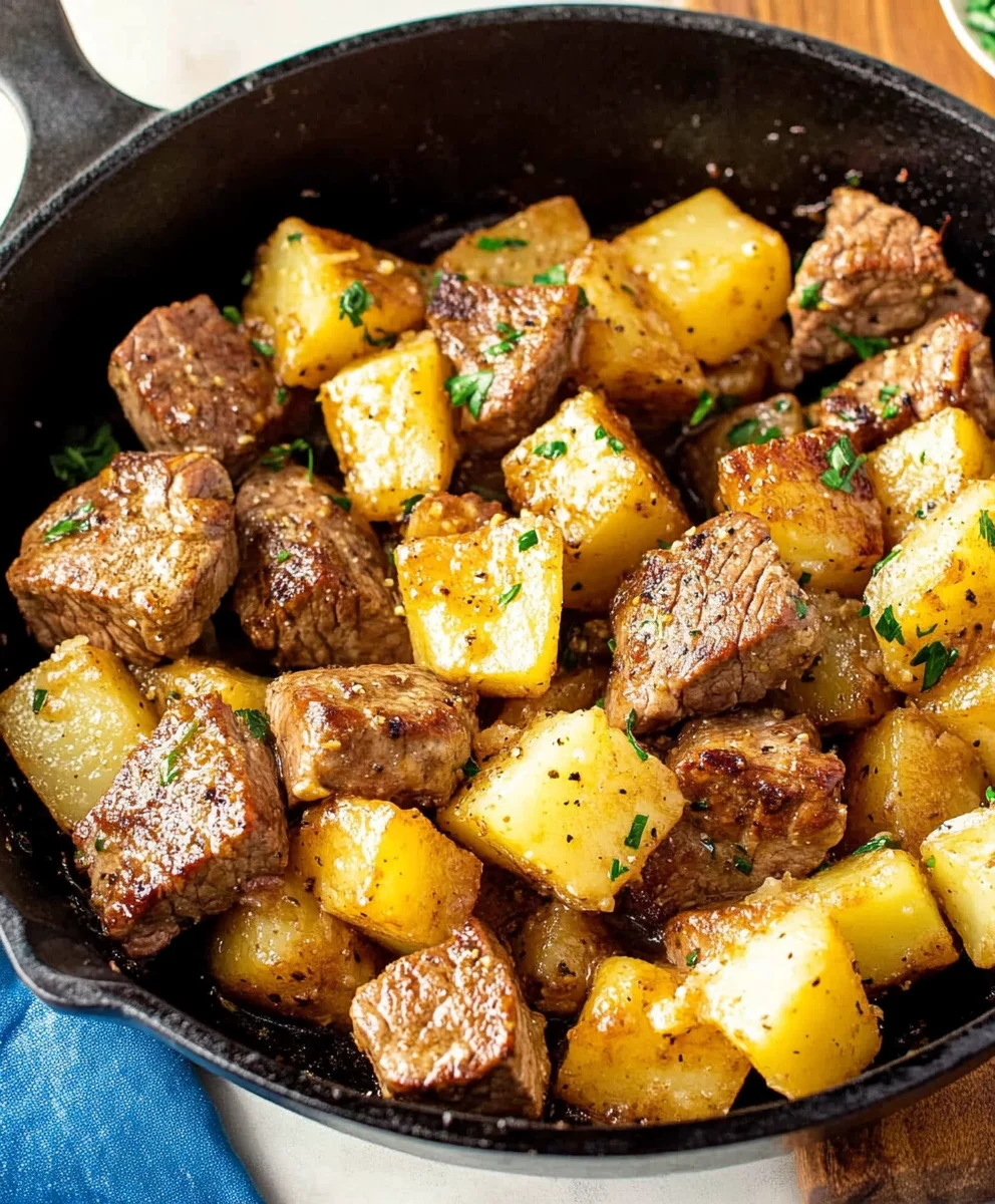 Garlic Butter Steak Bites and Potatoes Recipe