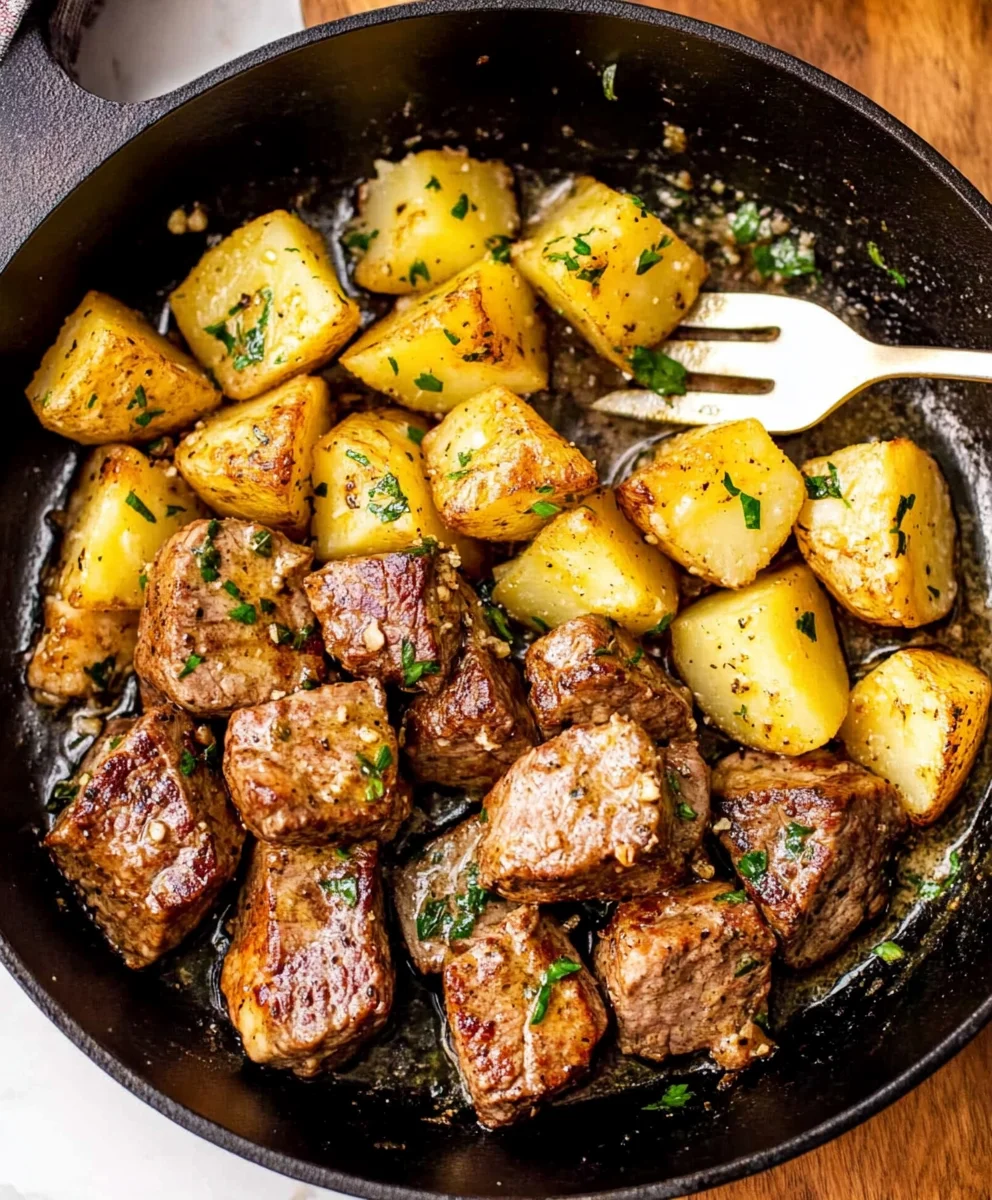 Garlic Butter Steak Bites and Potatoes Recipe