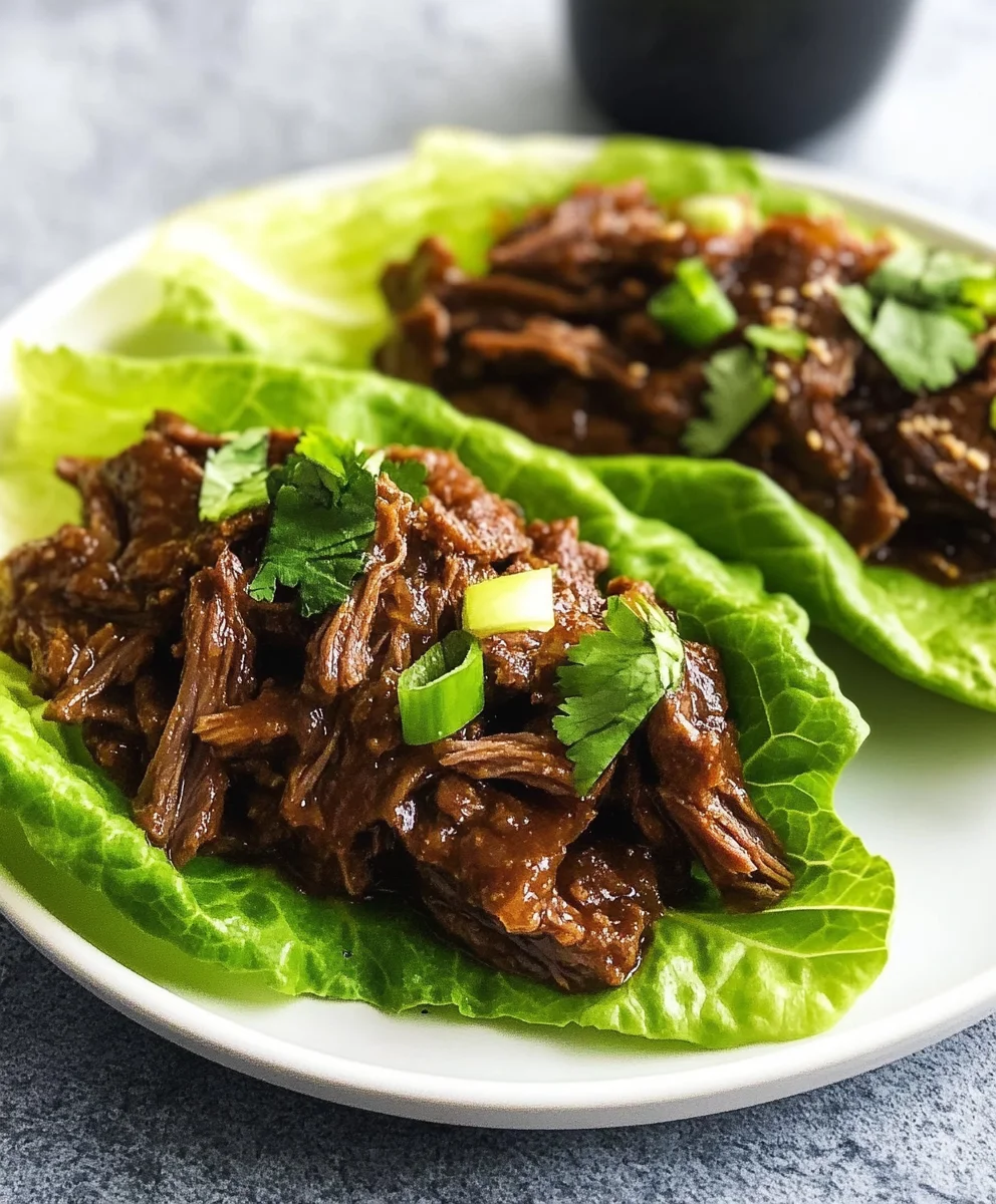 Slow Cooker Korean Beef Lettuce Wraps