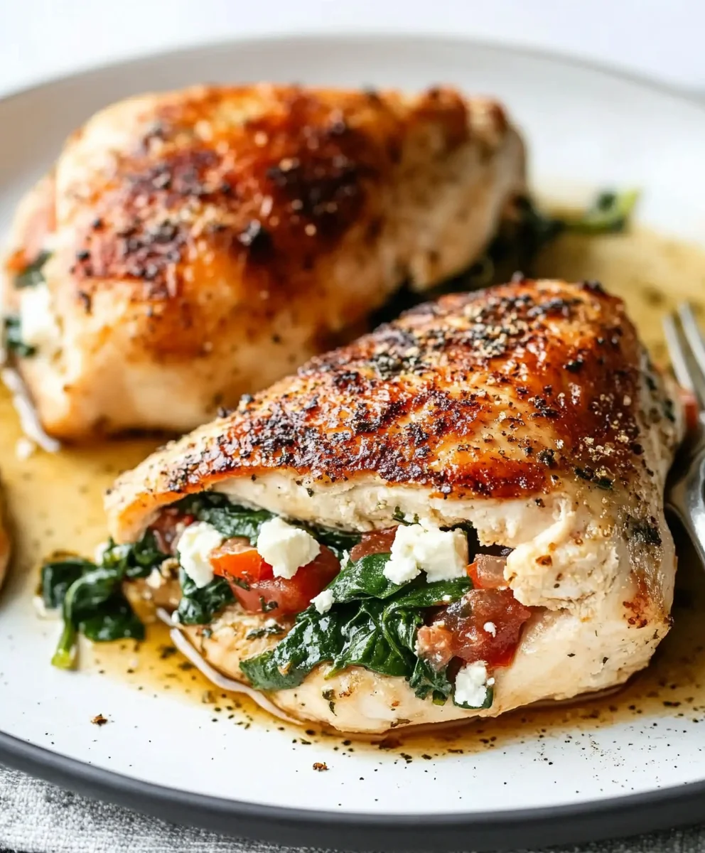 Spinach Stuffed Chicken Breast with Tomato and Feta