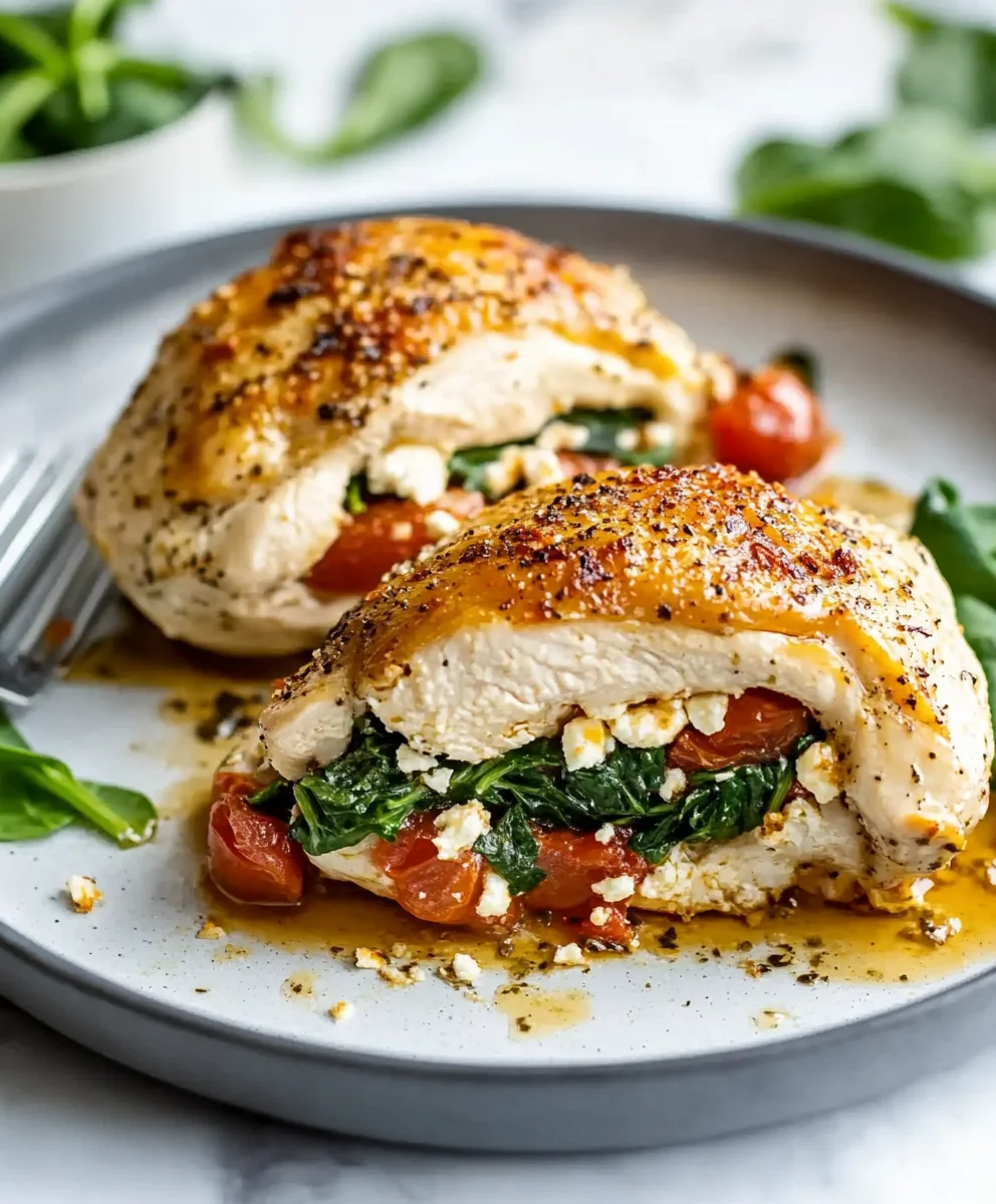 Spinach Stuffed Chicken Breast with Tomato and Feta
