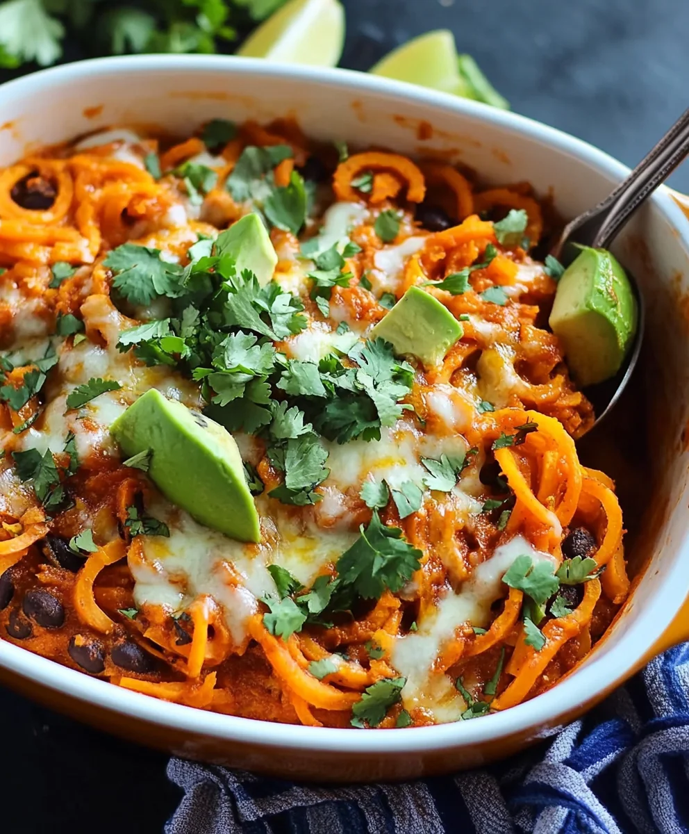 Spiralized Sweet Potato Enchilada Casserole