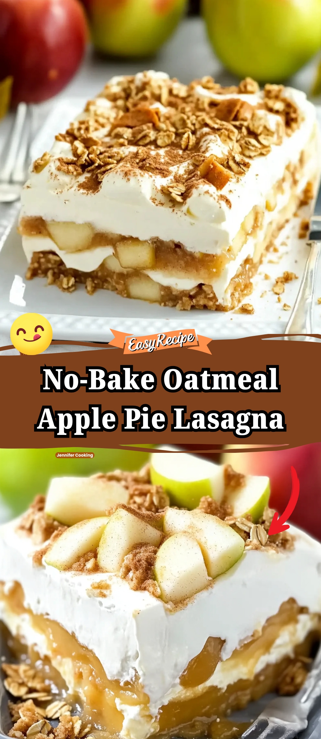 No-Bake Oatmeal Apple Pie Lasagna