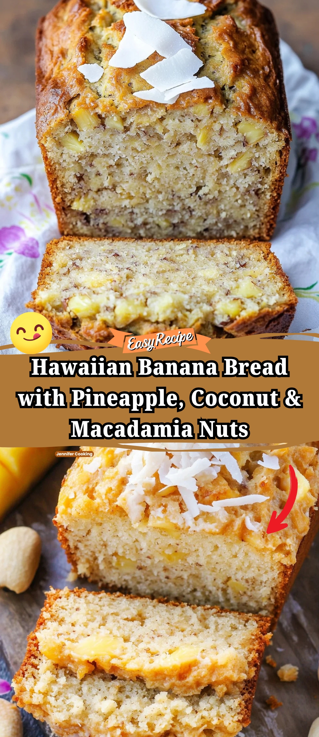 Hawaiian Banana Bread with Pineapple, Coconut & Macadamia Nuts