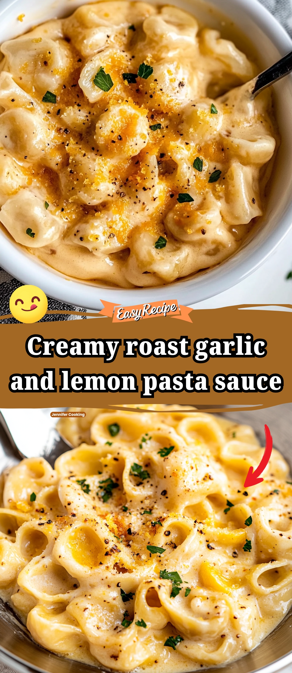 Creamy roast garlic and lemon pasta sauce
