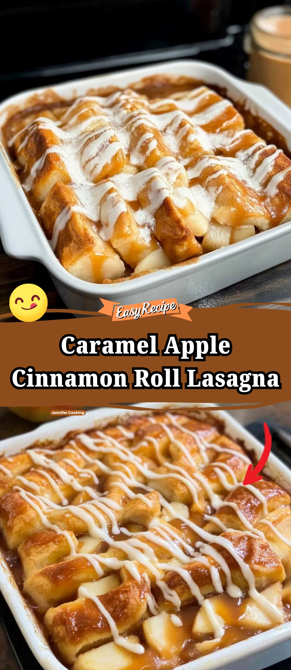 Caramel Apple Cinnamon Roll Lasagna