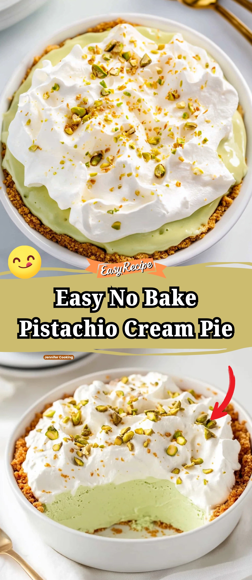 Easy No Bake Pistachio Cream Pie