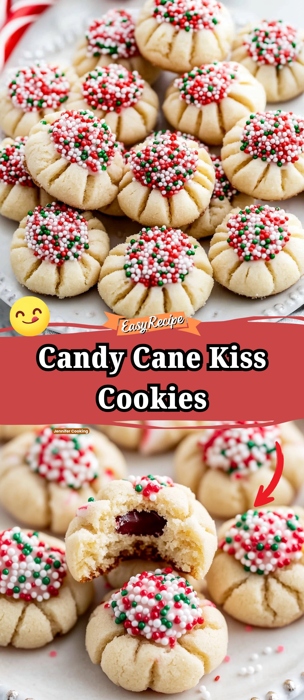 Candy Cane Kiss Cookies