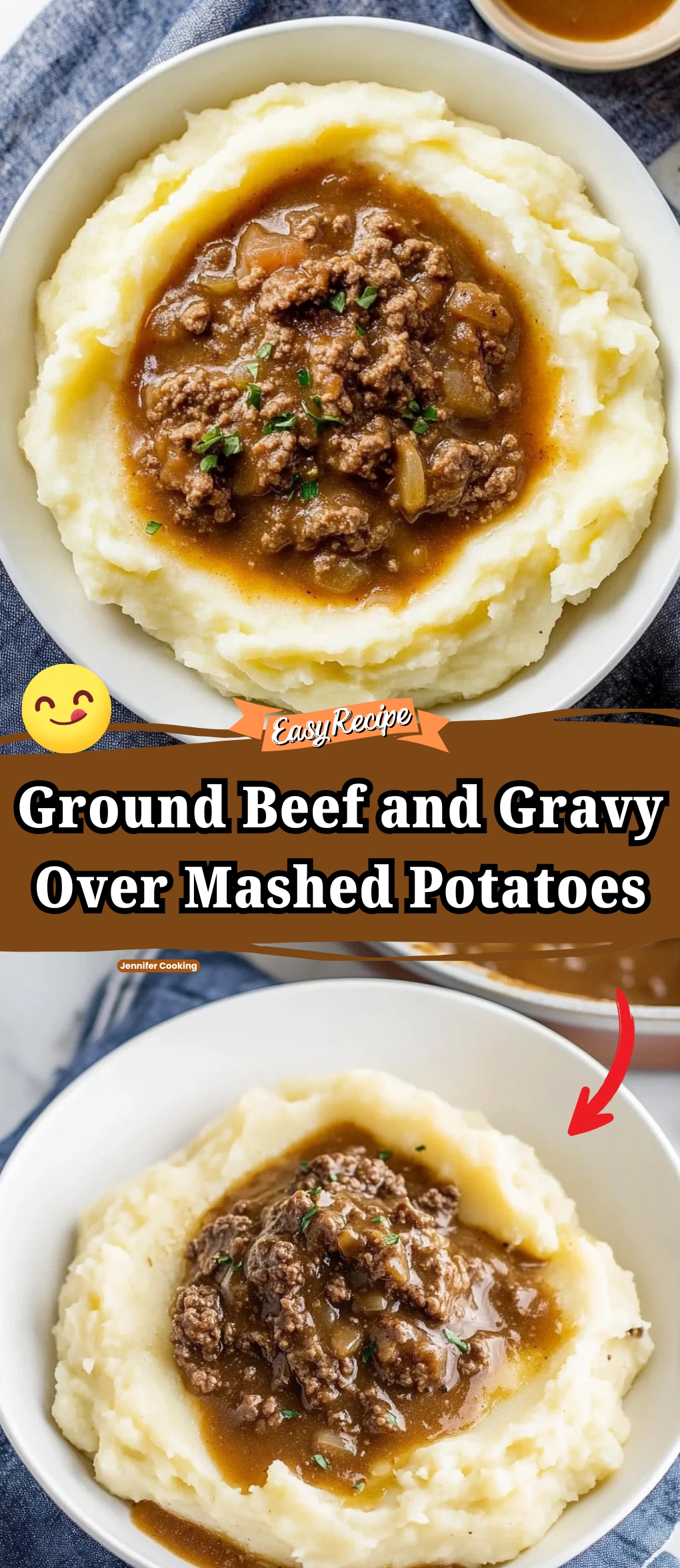 Ground Beef and Gravy Over Mashed Potatoes