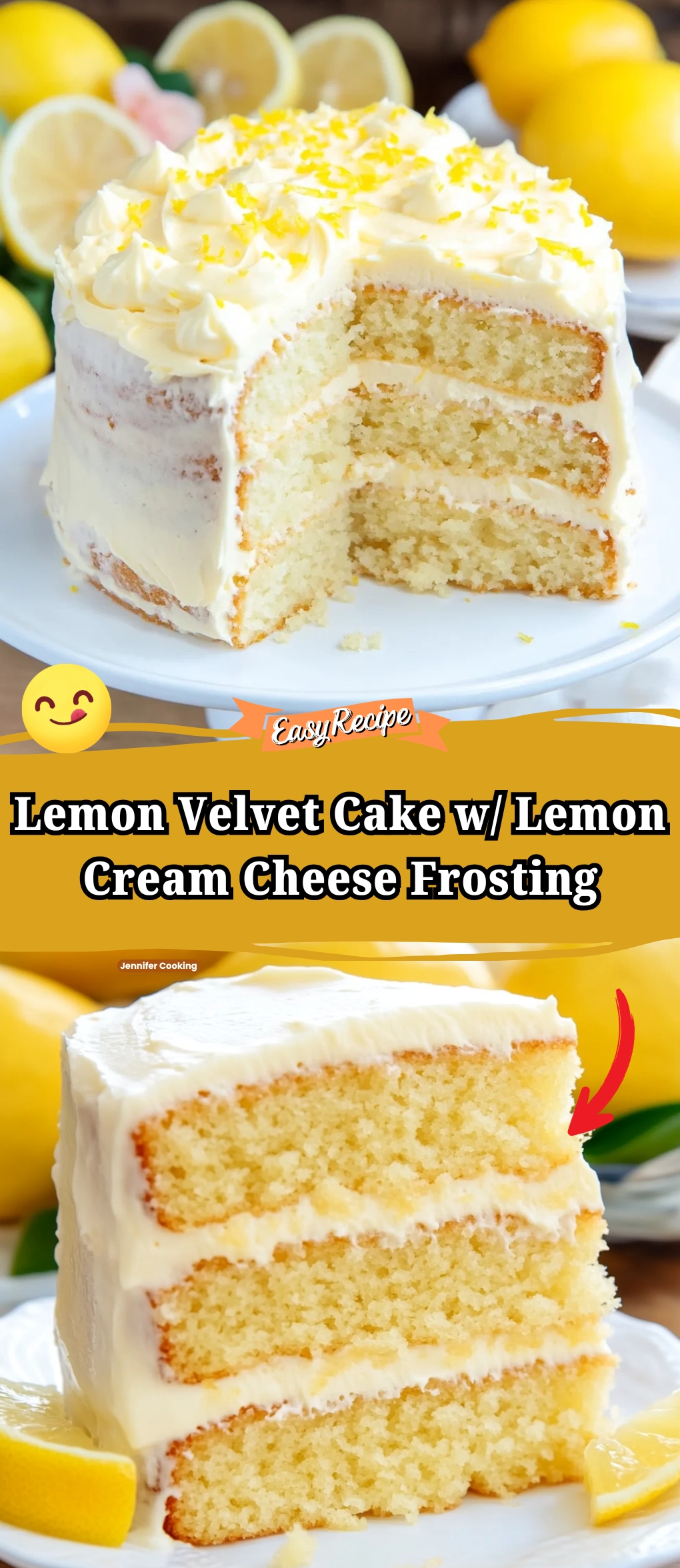 Lemon Velvet Cake w/ Lemon Cream Cheese Frosting