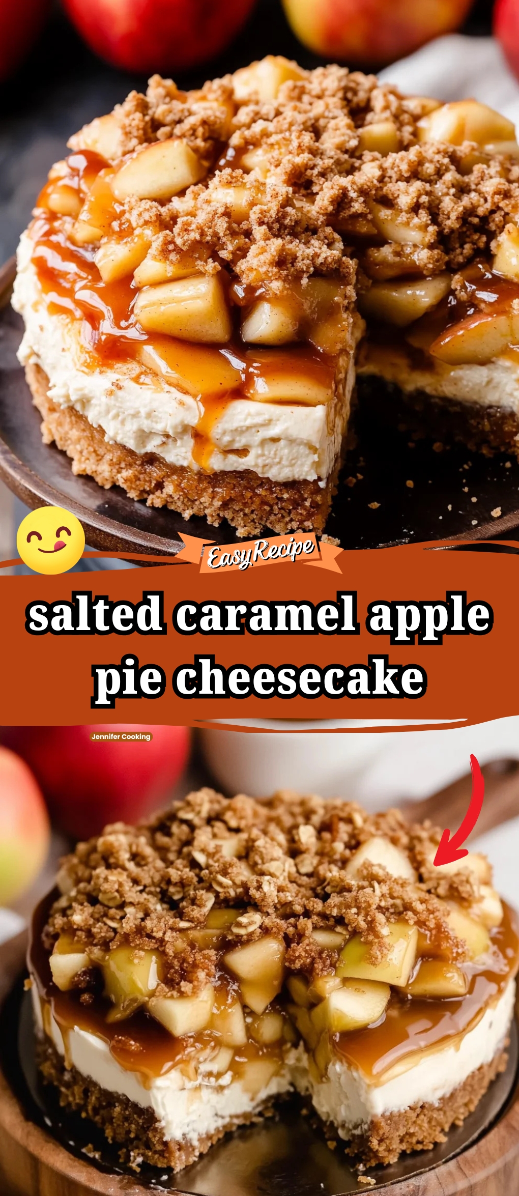 salted caramel apple pie cheesecake