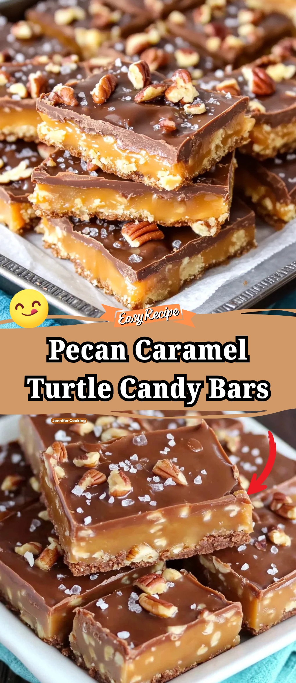Pecan Caramel Turtle Candy Bars