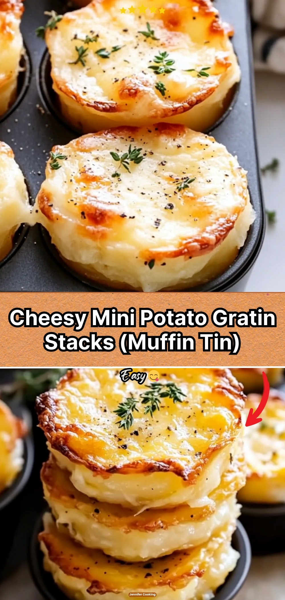 Cheesy Mini Potato Gratin Stacks (Muffin Tin)