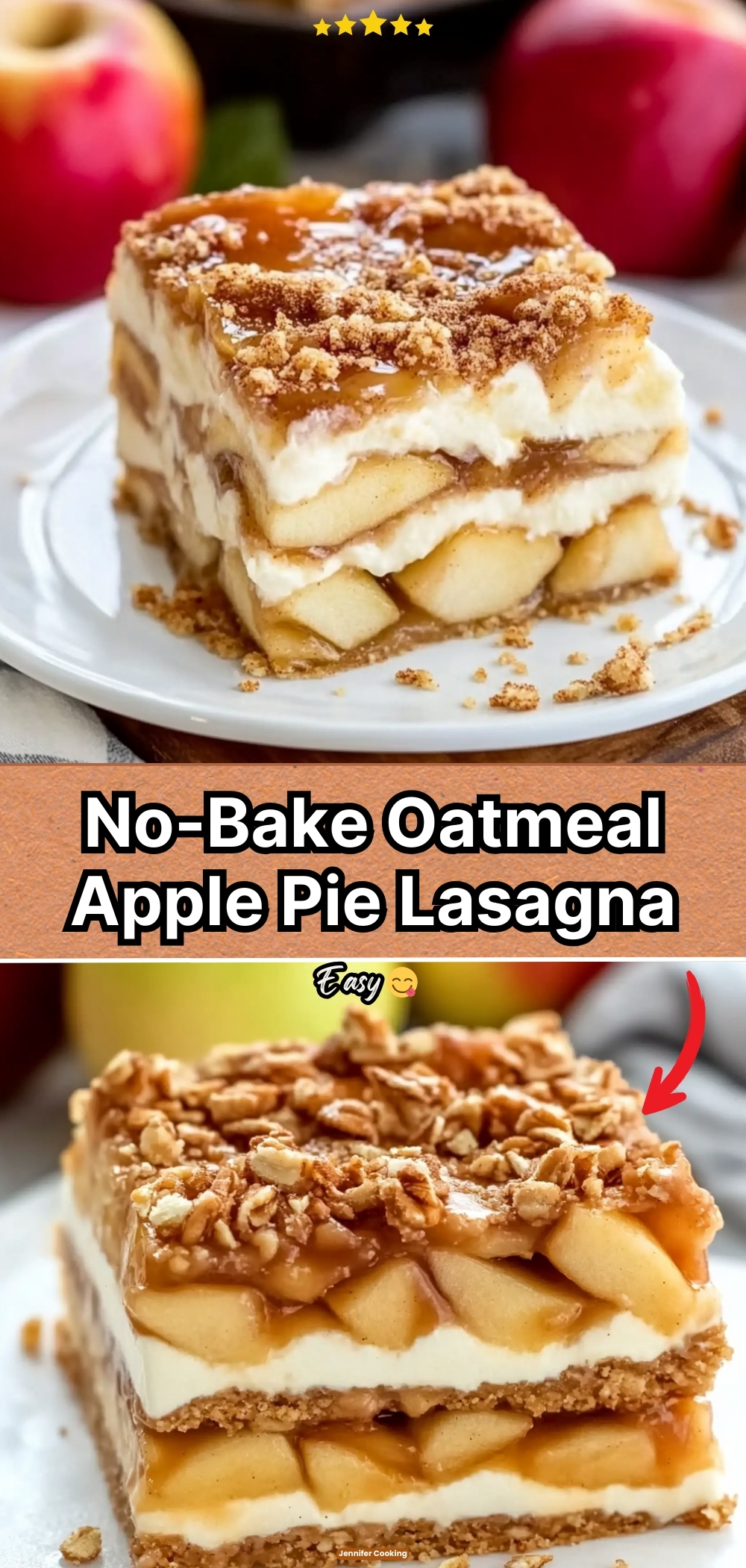 No-Bake Oatmeal Apple Pie Lasagna