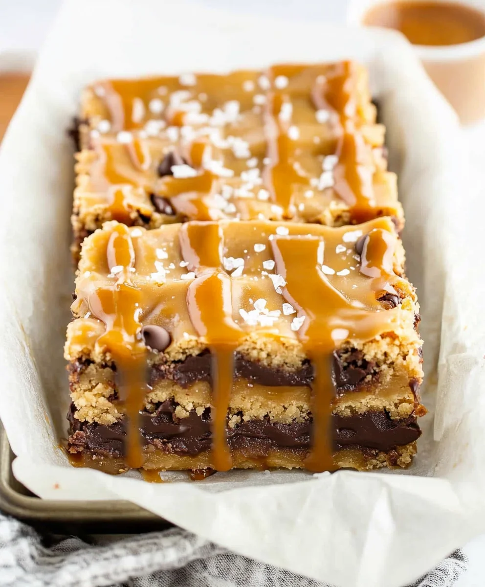 Salted Caramel Chocolate Chip Cookie Bars