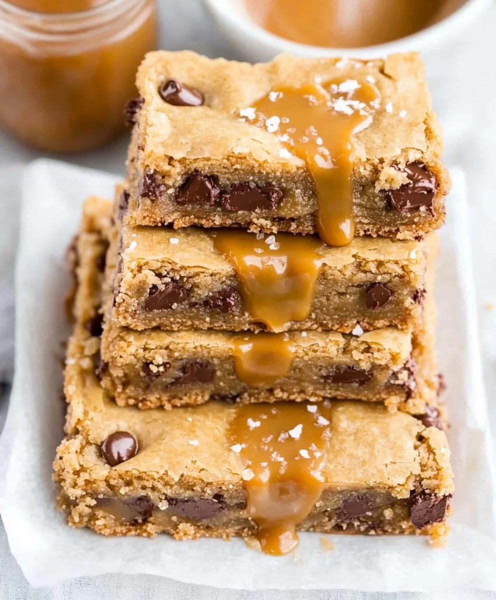 Salted Caramel Chocolate Chip Cookie Bars
