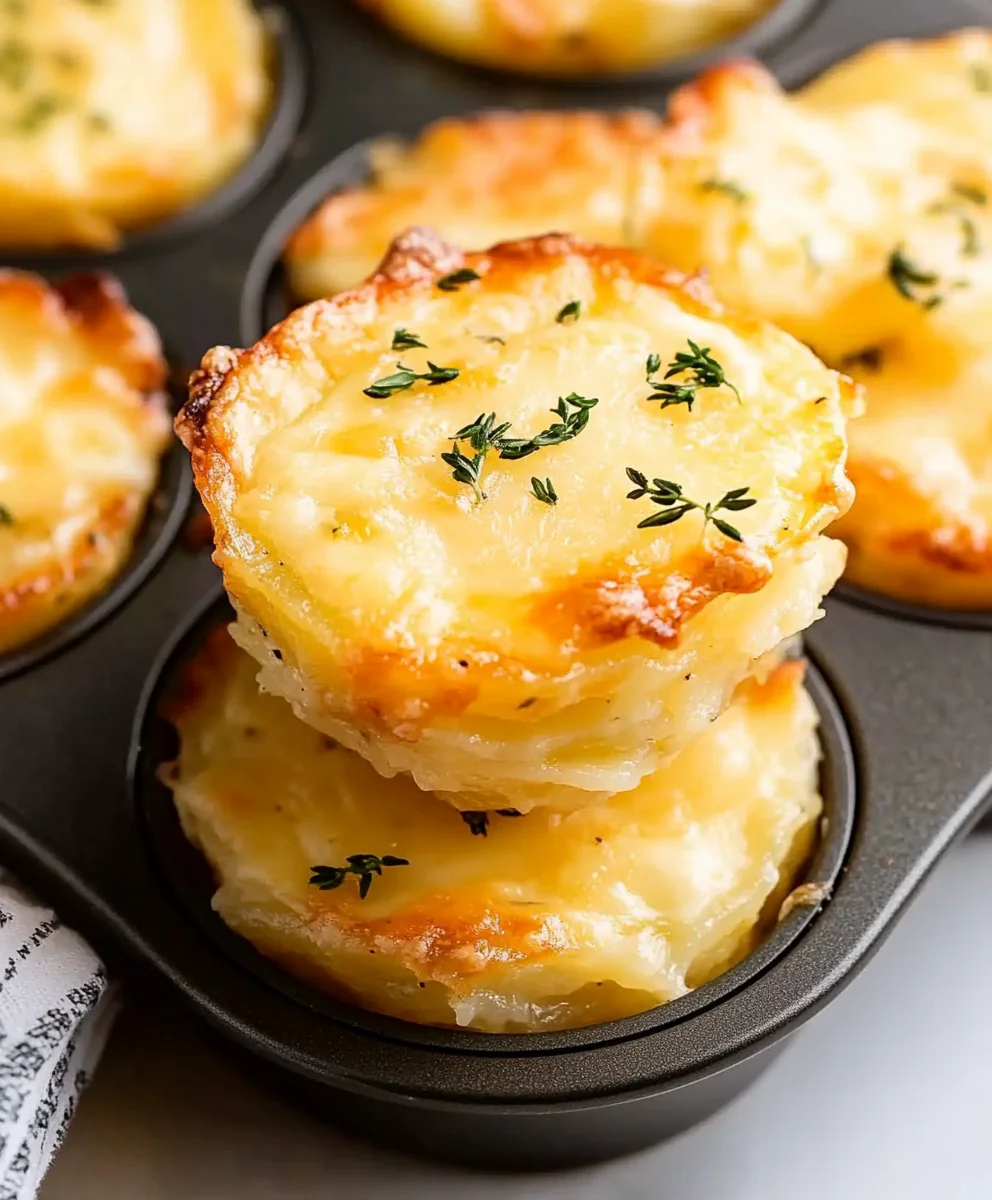 Cheesy Mini Potato Gratin Stacks (Muffin Tin)