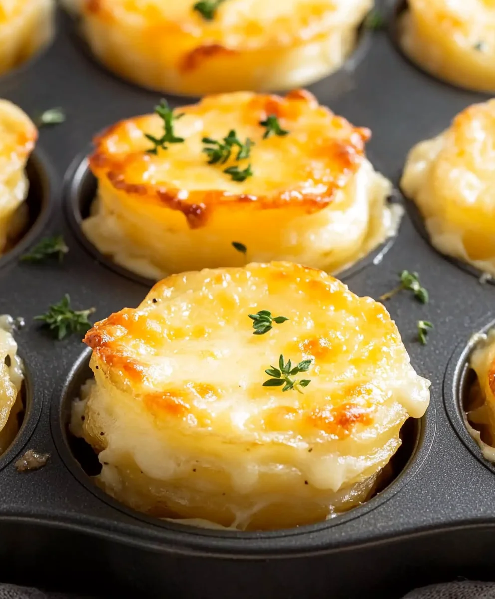 Cheesy Mini Potato Gratin Stacks (Muffin Tin)