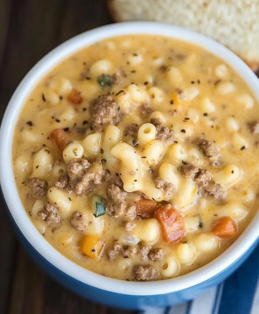 Crock Pot Macaroni Cheeseburger Soup