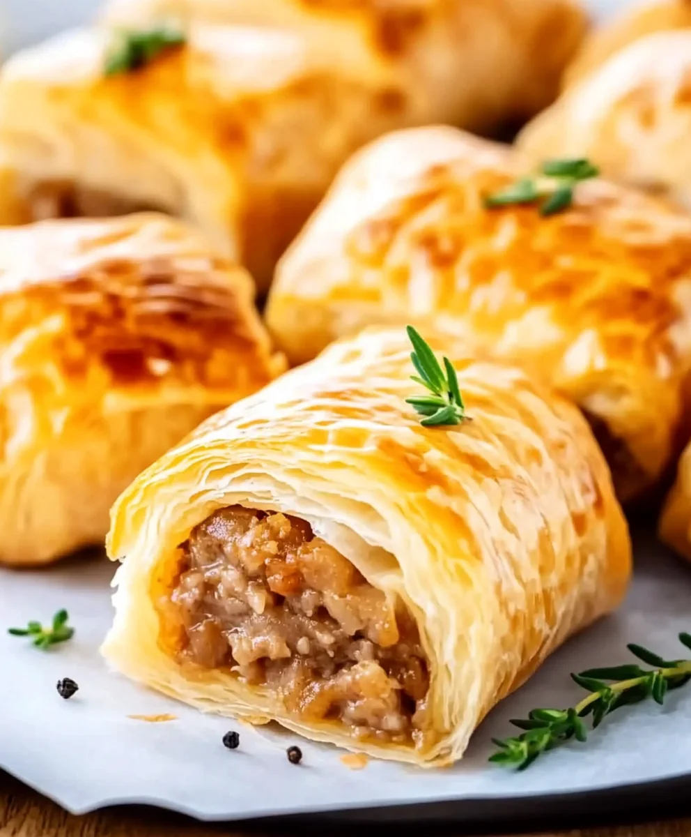 French onion sausage rolls