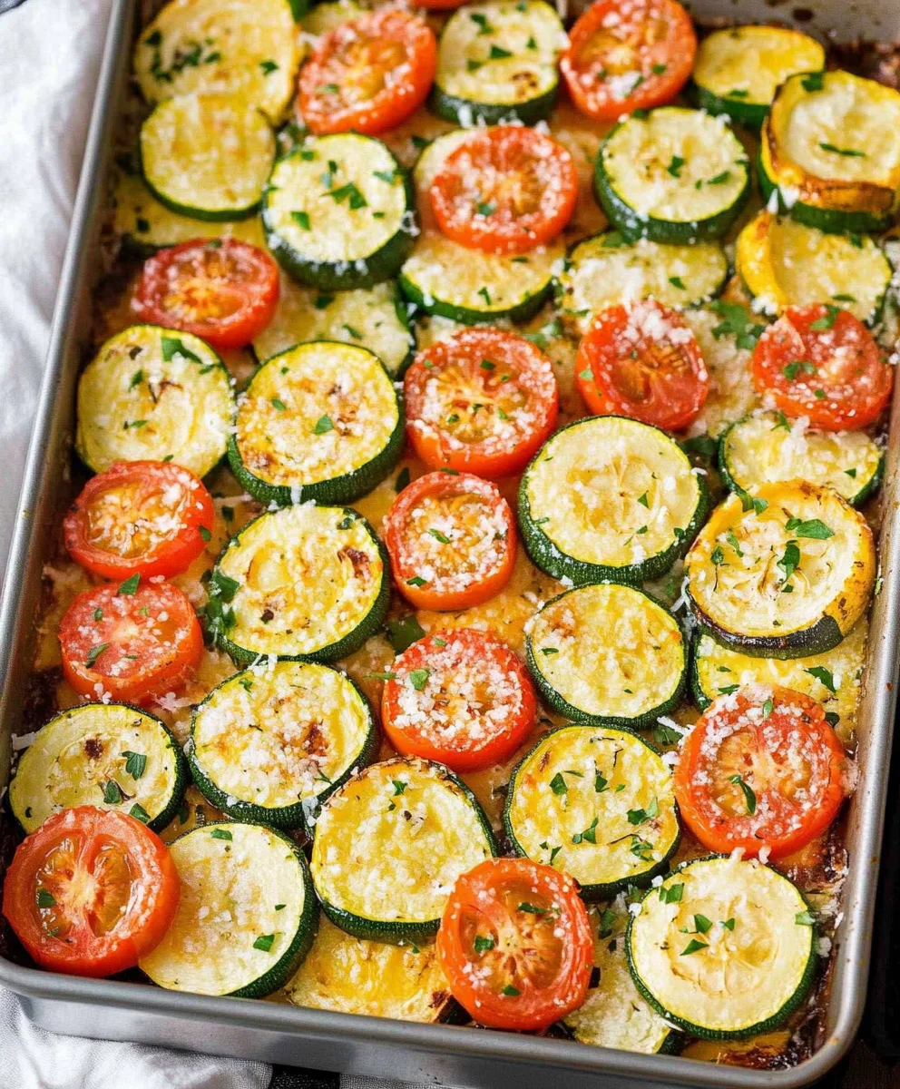 Roasted Garlic-Parmesan Zucchini, Squash and Tomatoes