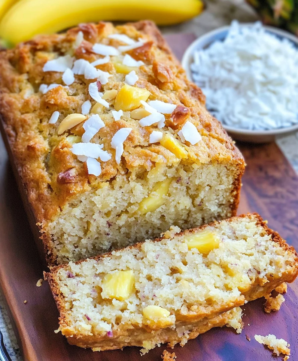 Hawaiian Banana Bread with Pineapple, Coconut & Macadamia Nuts