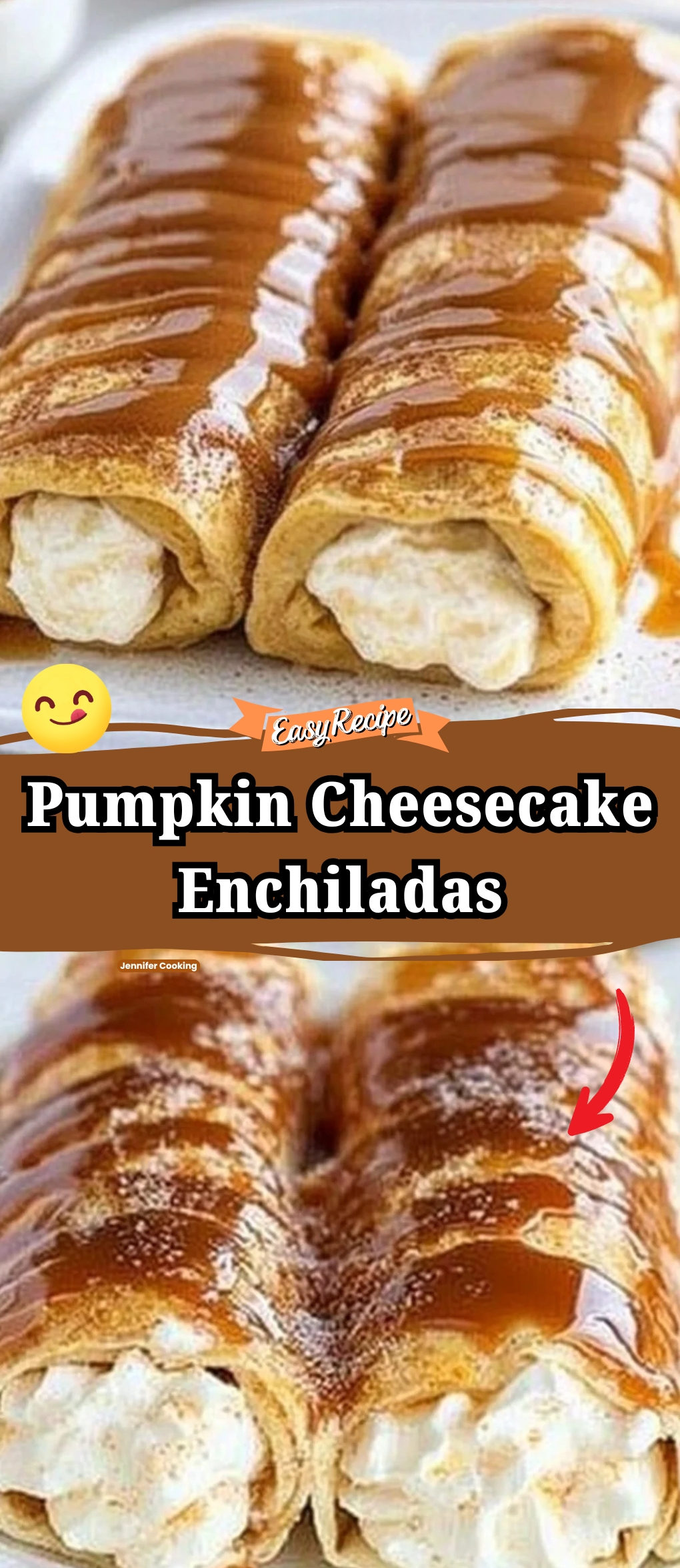 Pumpkin Spice Cheesecake Enchiladas with Caramel Drizzle