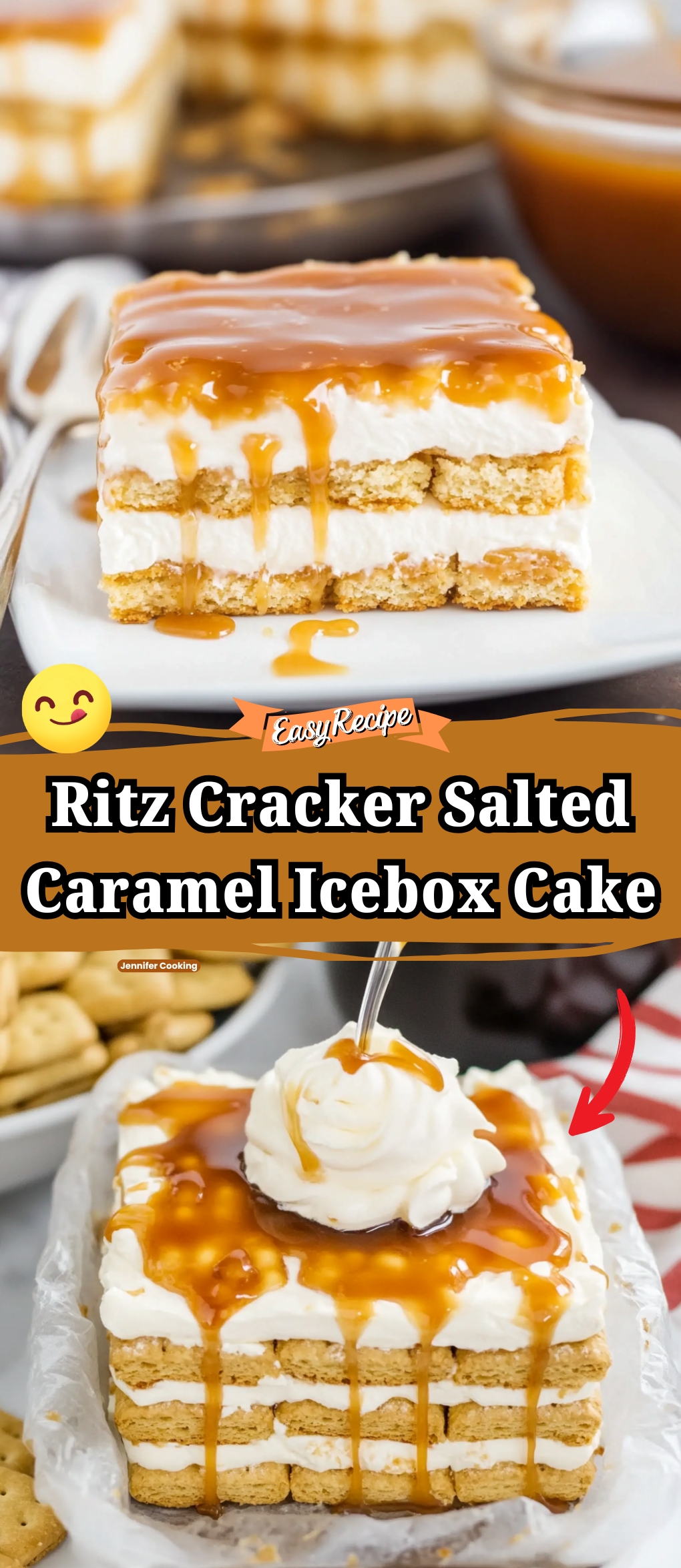 Ritz Cracker Salted Caramel Icebox Cake