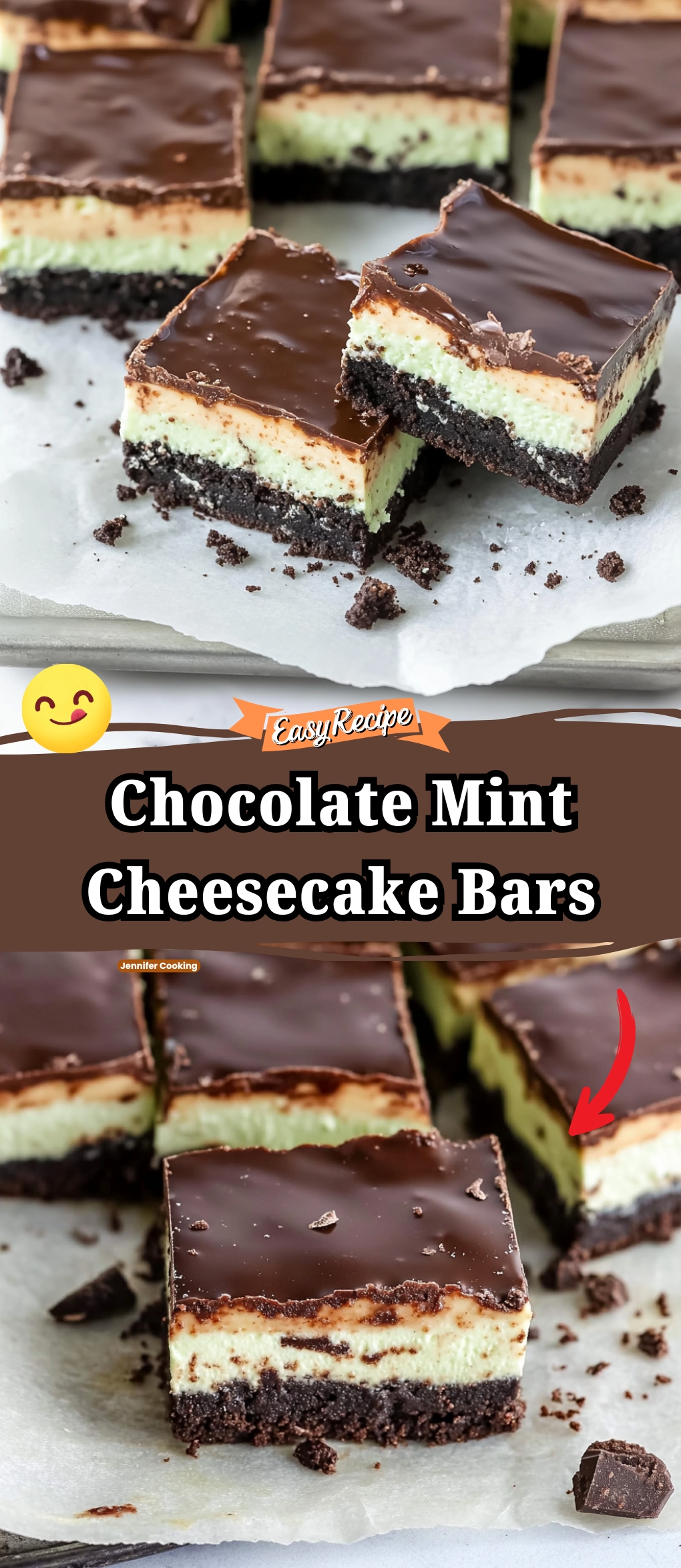 Chocolate Mint Cheesecake Bars