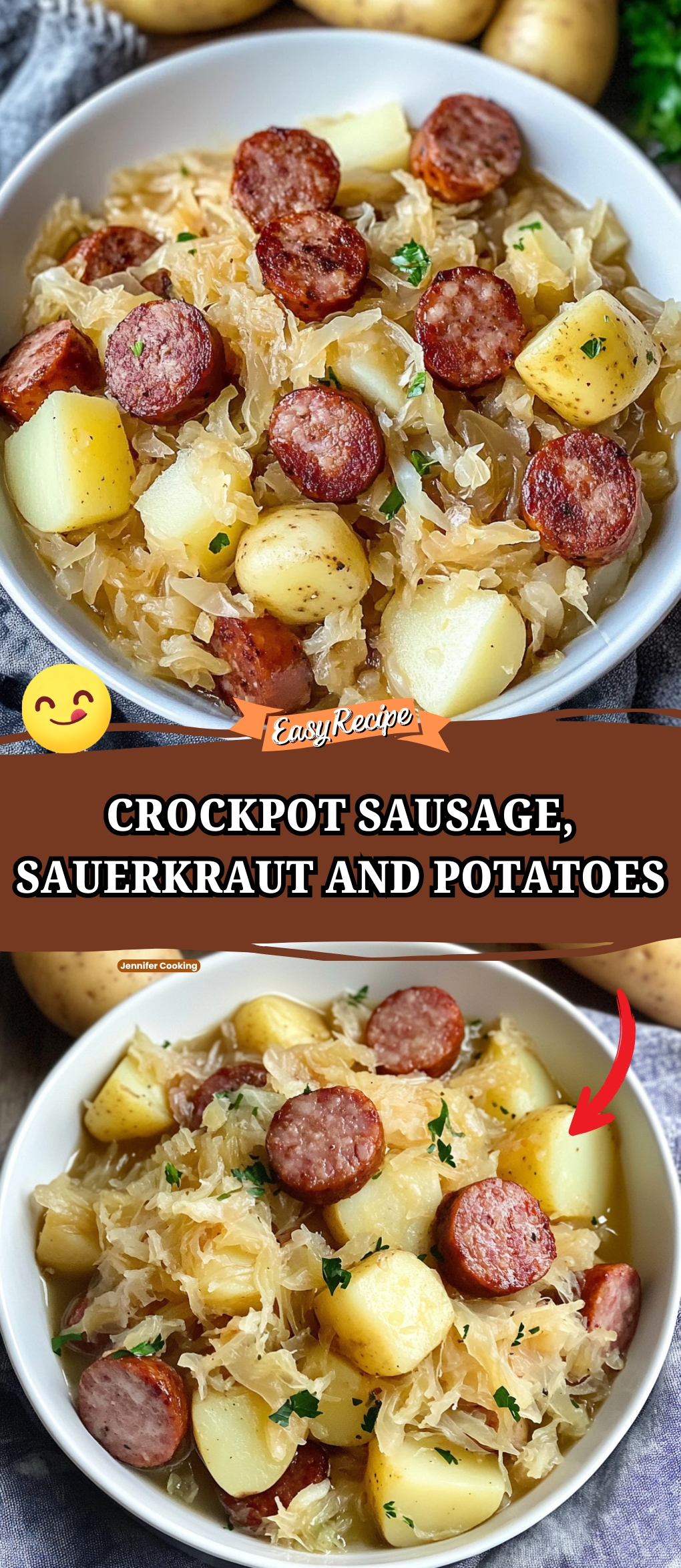 CROCKPOT SAUSAGE, SAUERKRAUT AND POTATOES
