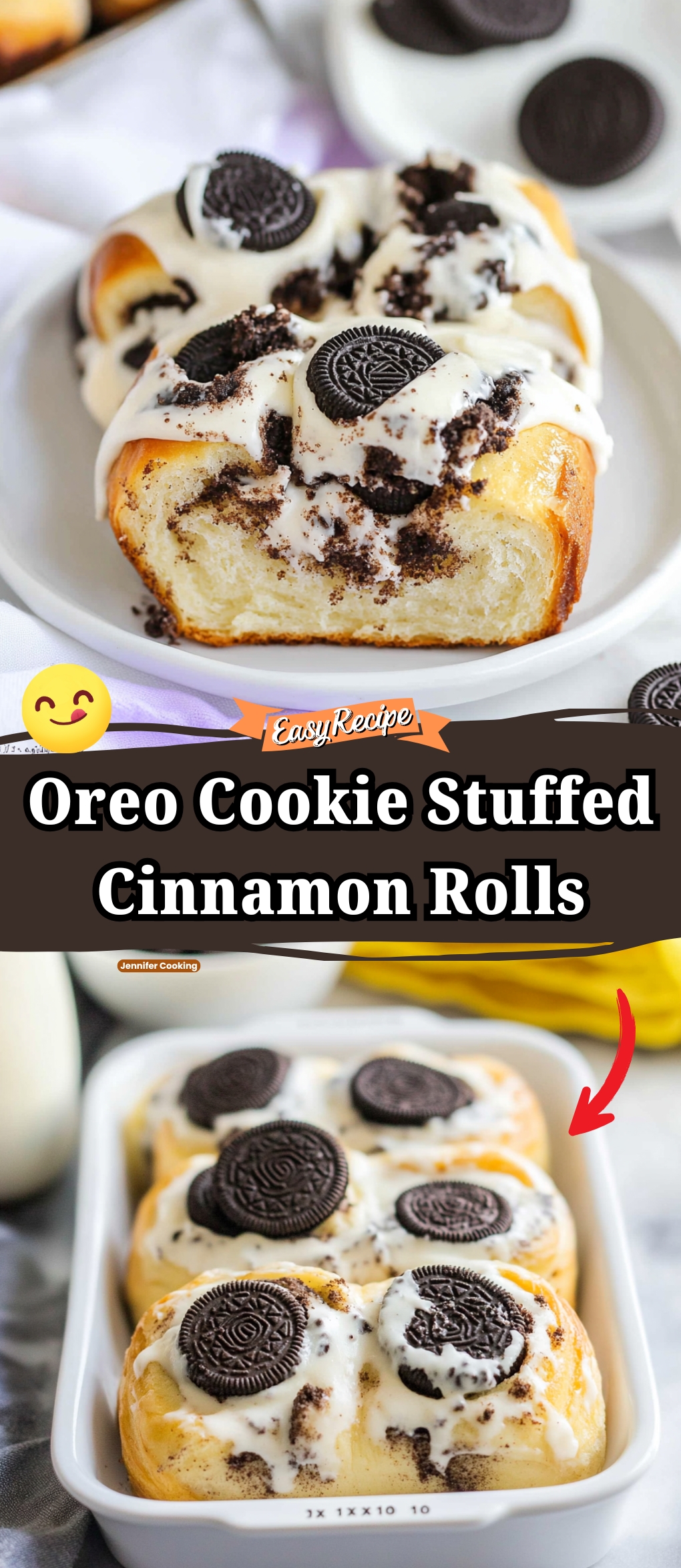 Oreo Cookie Stuffed Cinnamon Rolls