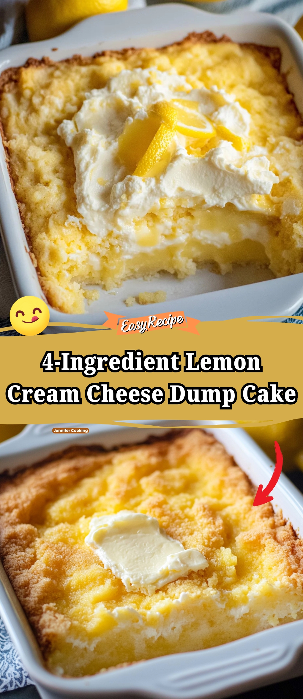 4-Ingredient Lemon Cream Cheese Dump Cake