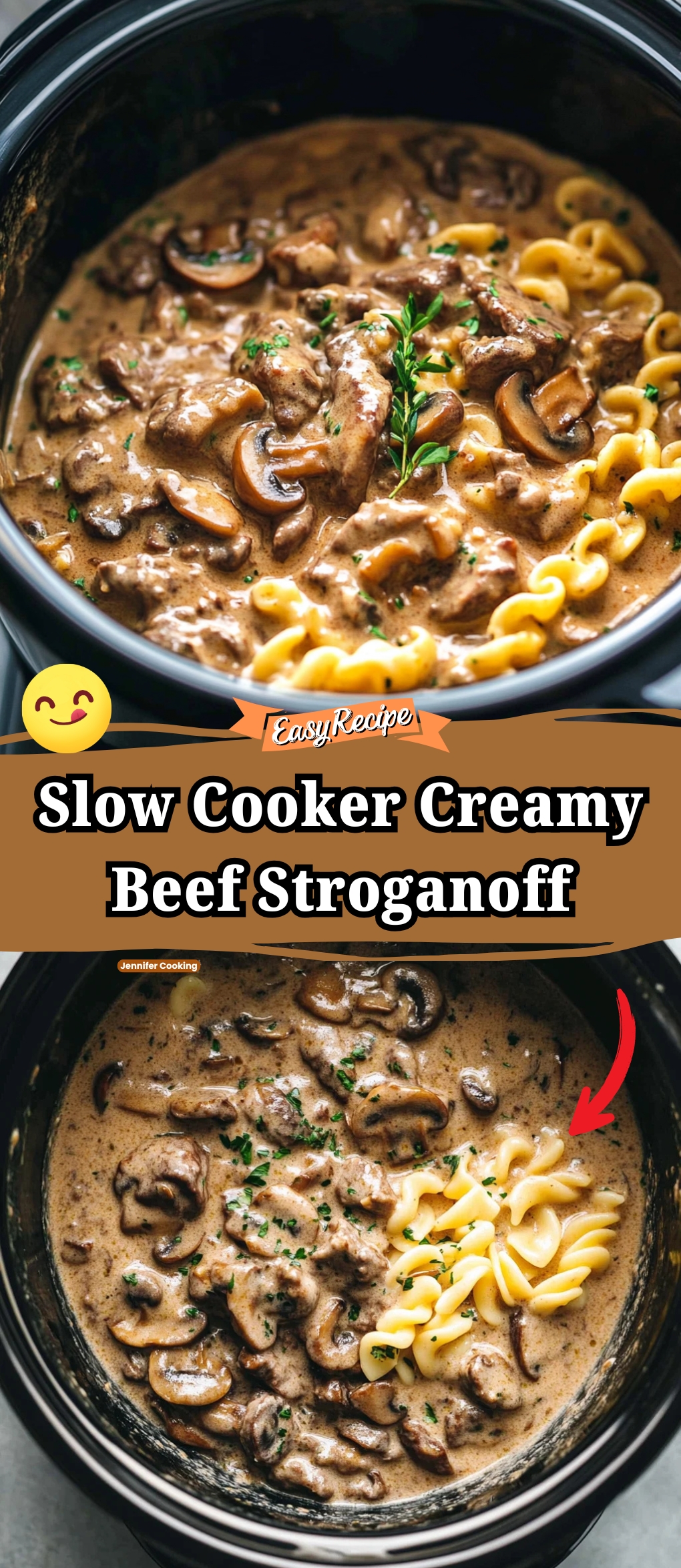 Slow Cooker Creamy Beef Stroganoff