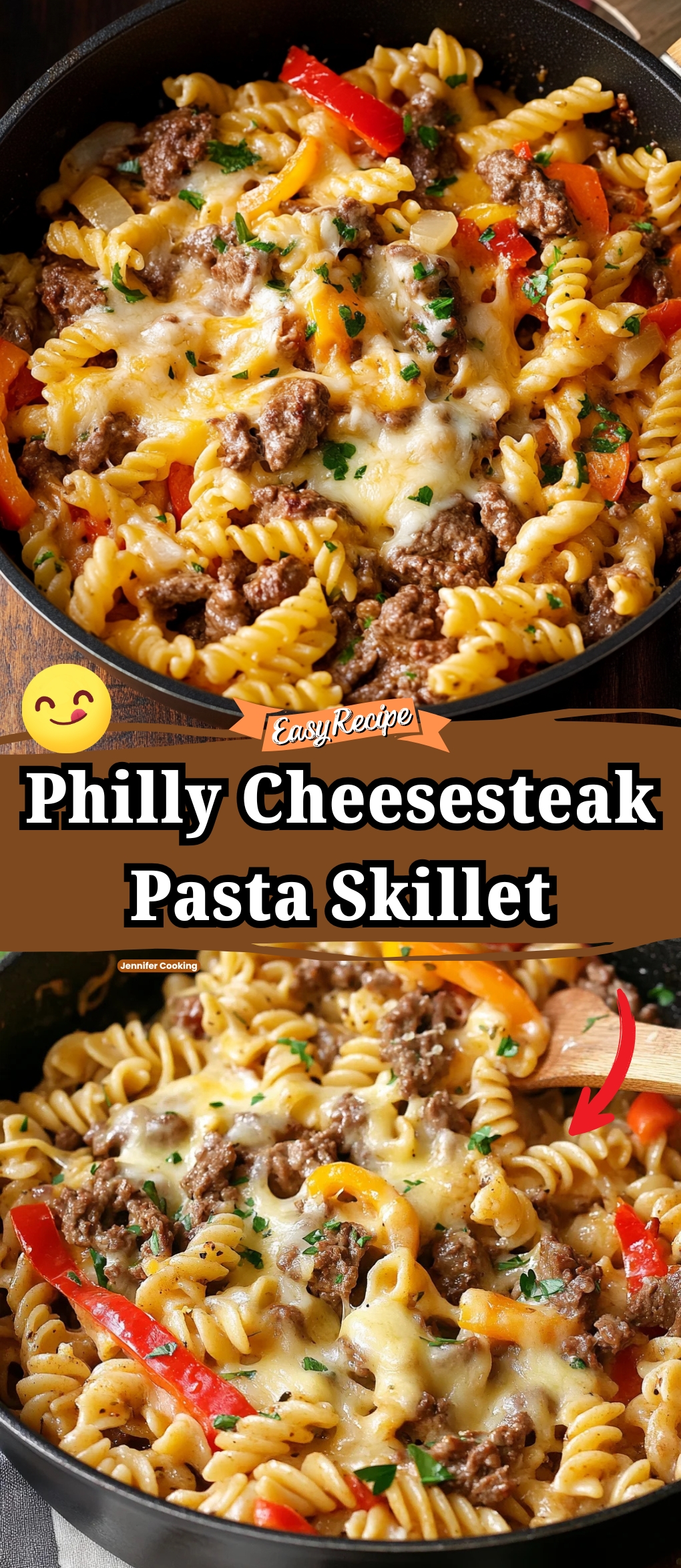 Philly Cheesesteak Pasta Skillet