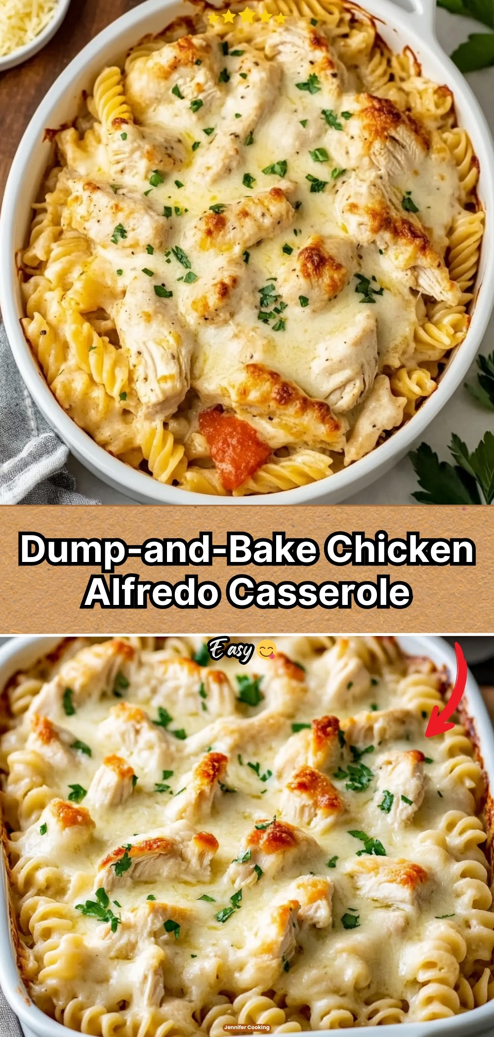 Dump-and-Bake Chicken Alfredo Casserole