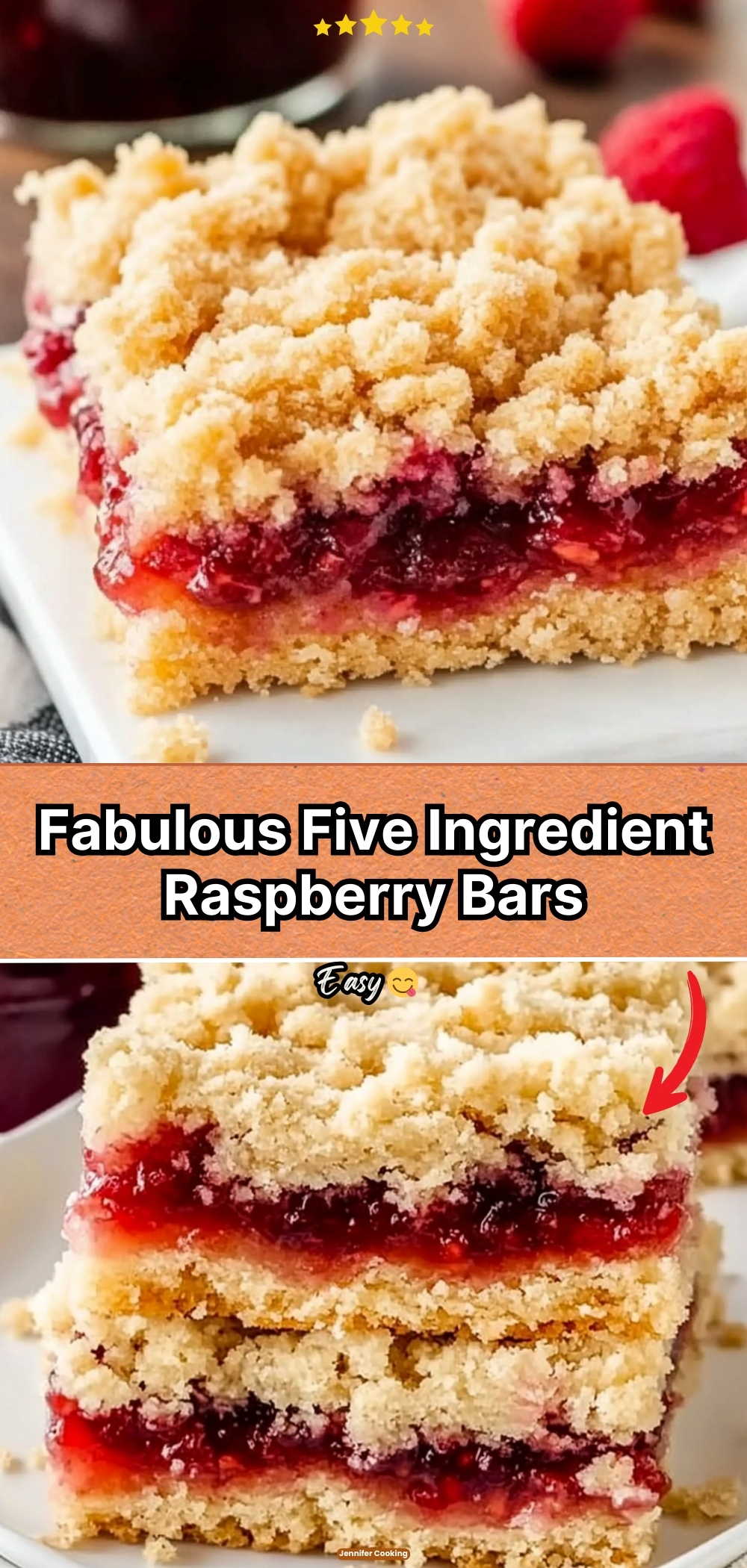 Fabulous Five Ingredient Raspberry Bars
