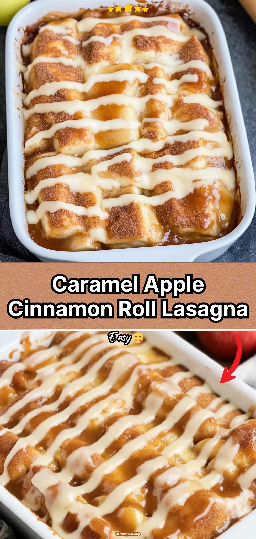 Caramel Apple Cinnamon Roll Lasagna