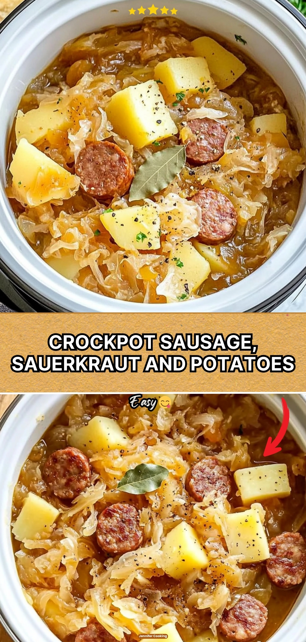 CROCKPOT SAUSAGE, SAUERKRAUT AND POTATOES