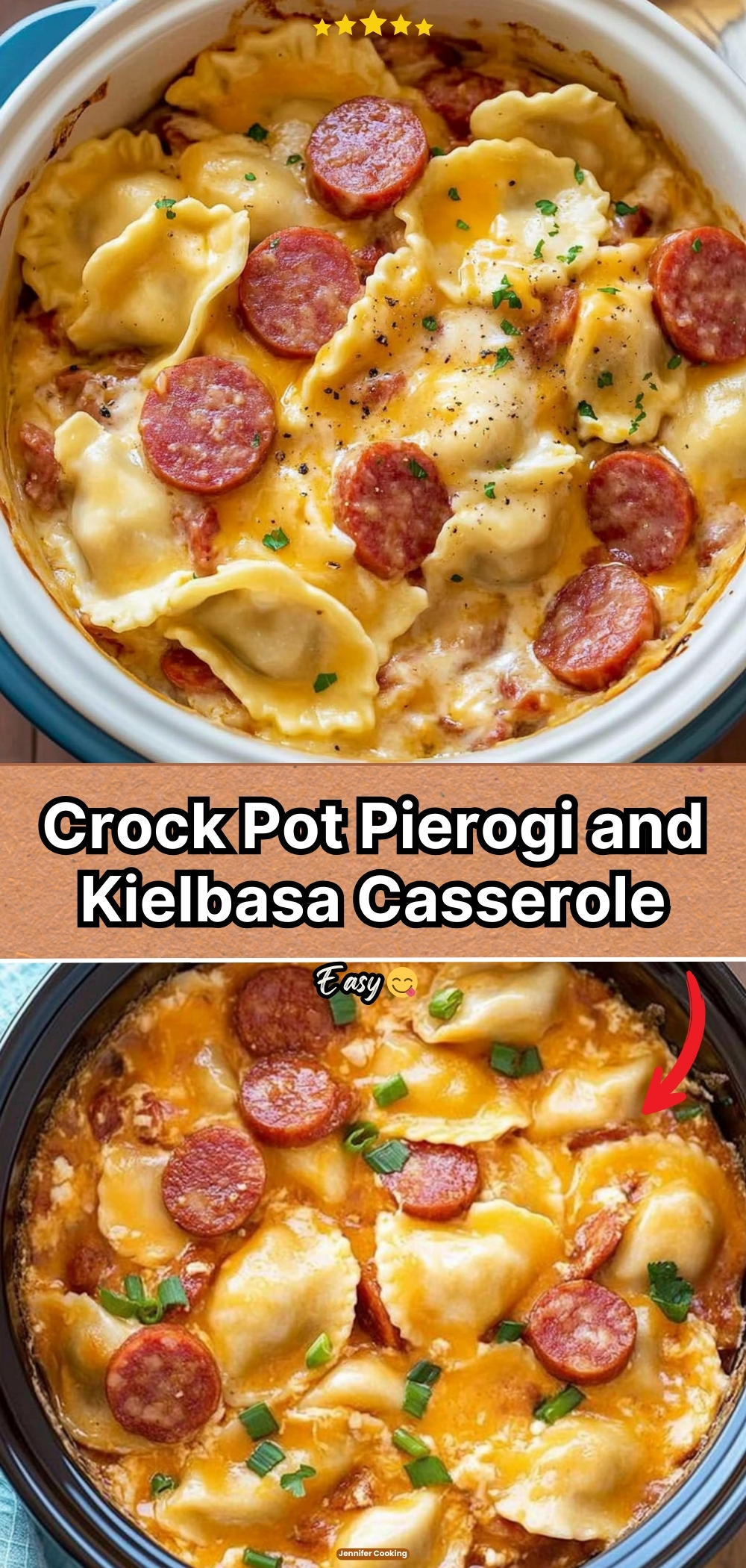 Crock Pot Pierogi and Kielbasa Casserole