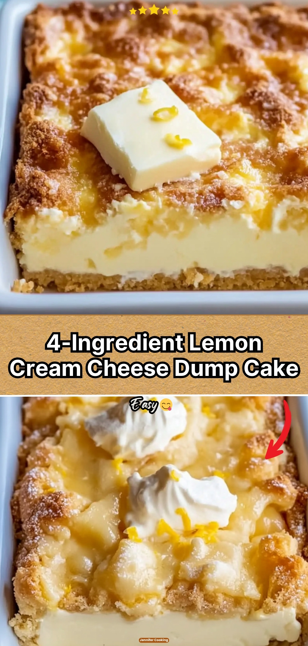 4-Ingredient Lemon Cream Cheese Dump Cake