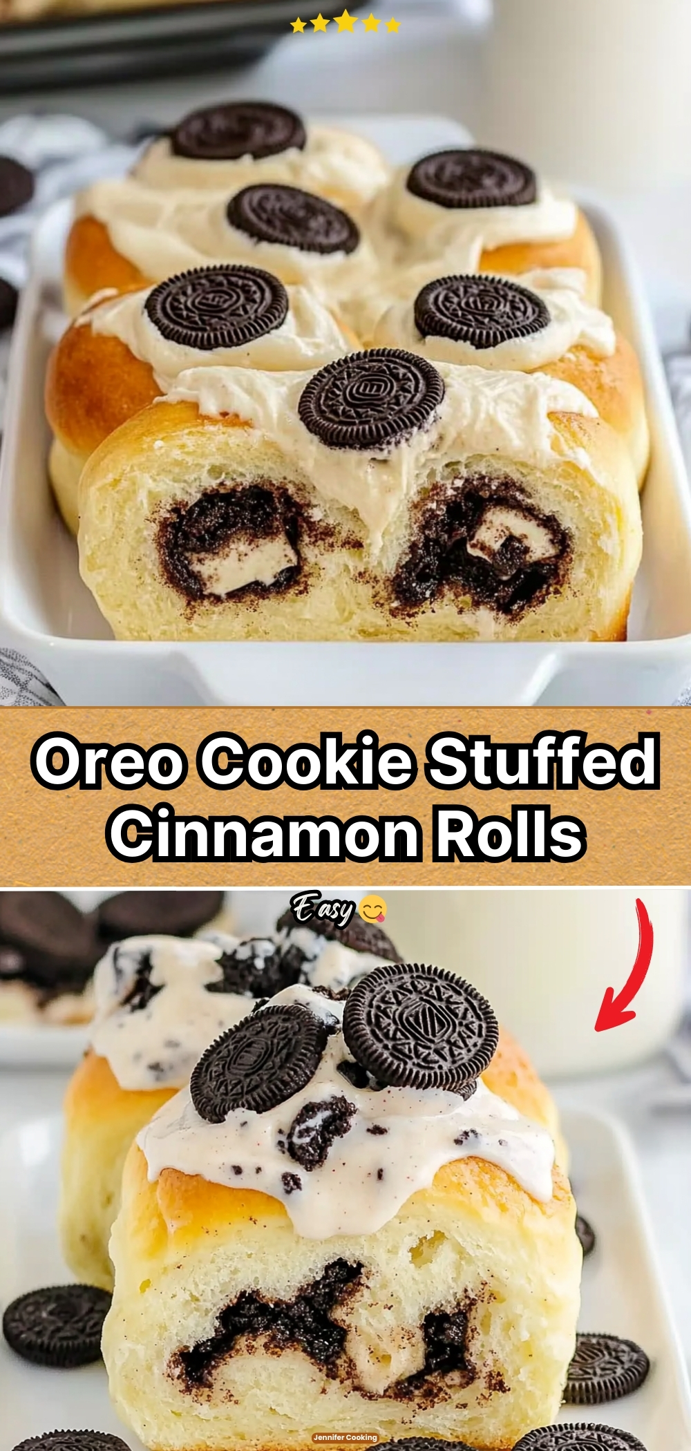 Oreo Cookie Stuffed Cinnamon Rolls