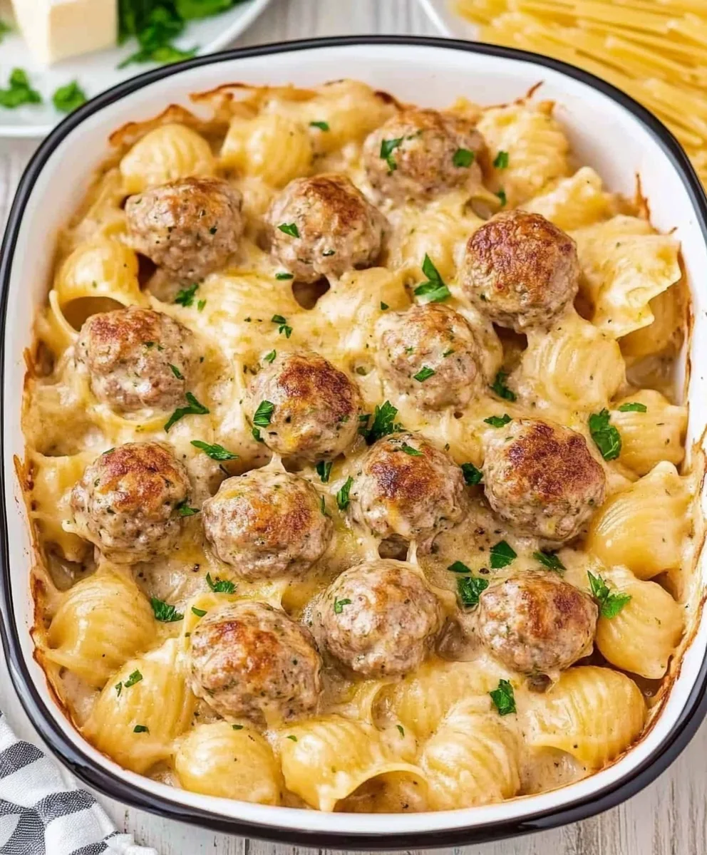 Swedish Meatball Pasta Bake