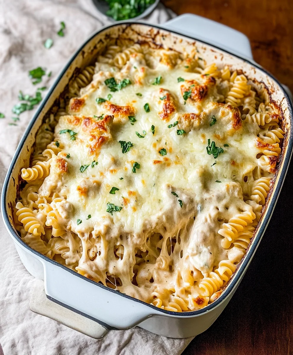 Dump-and-Bake Chicken Alfredo Casserole